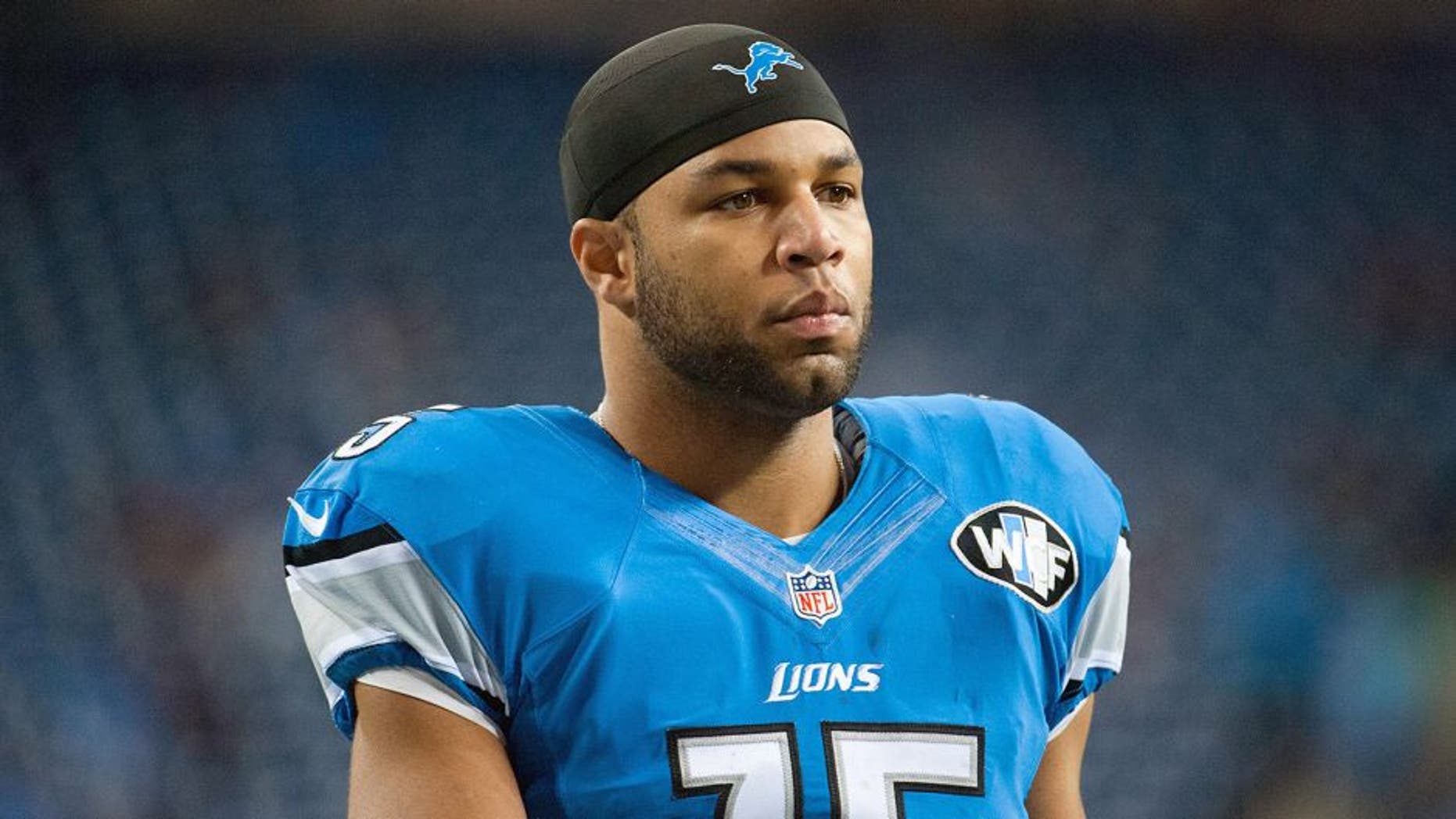 Dec 14, 2014; Detroit, MI, USA; Detroit Lions wide receiver Golden Tate (15) before the game against the Minnesota Vikings at Ford Field. Mandatory Credit: Tim Fuller-USA TODAY Sports