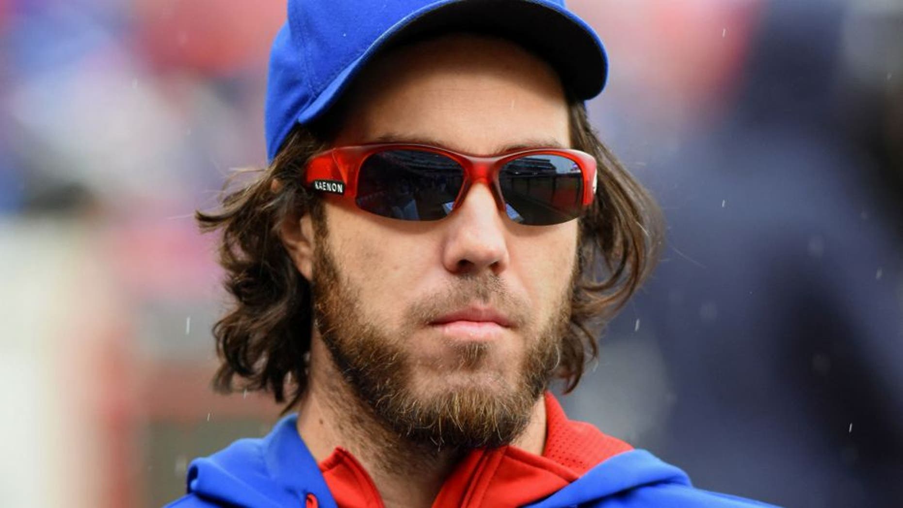 CINCINNATI, OH - OCTOBER 01: Dan Haren #50 of the Chicago Cubs looks on from the dugout during the game against the Cincinnati Reds at Great American Ball Park on October 1, 2015 in Cincinnati, Ohio. The Cubs defeated the Reds 5-3. (Photo by Mark Cunningham/MLB Photos via Getty Images)