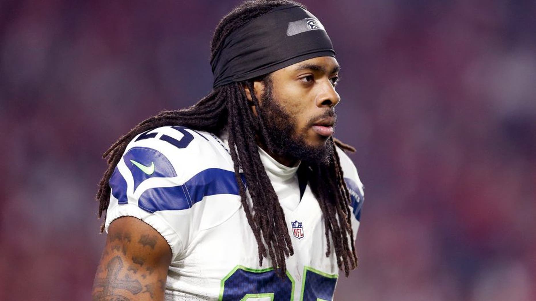 GLENDALE, AZ - DECEMBER 21: Cornerback Richard Sherman #25 of the Seattle Seahawks during the NFL game against the Arizona Cardinals at the University of Phoenix Stadium on December 21, 2014 in Glendale, Arizona. The Seahawks defeated the Cardinals 35-6. (Photo by Christian Petersen/Getty Images)