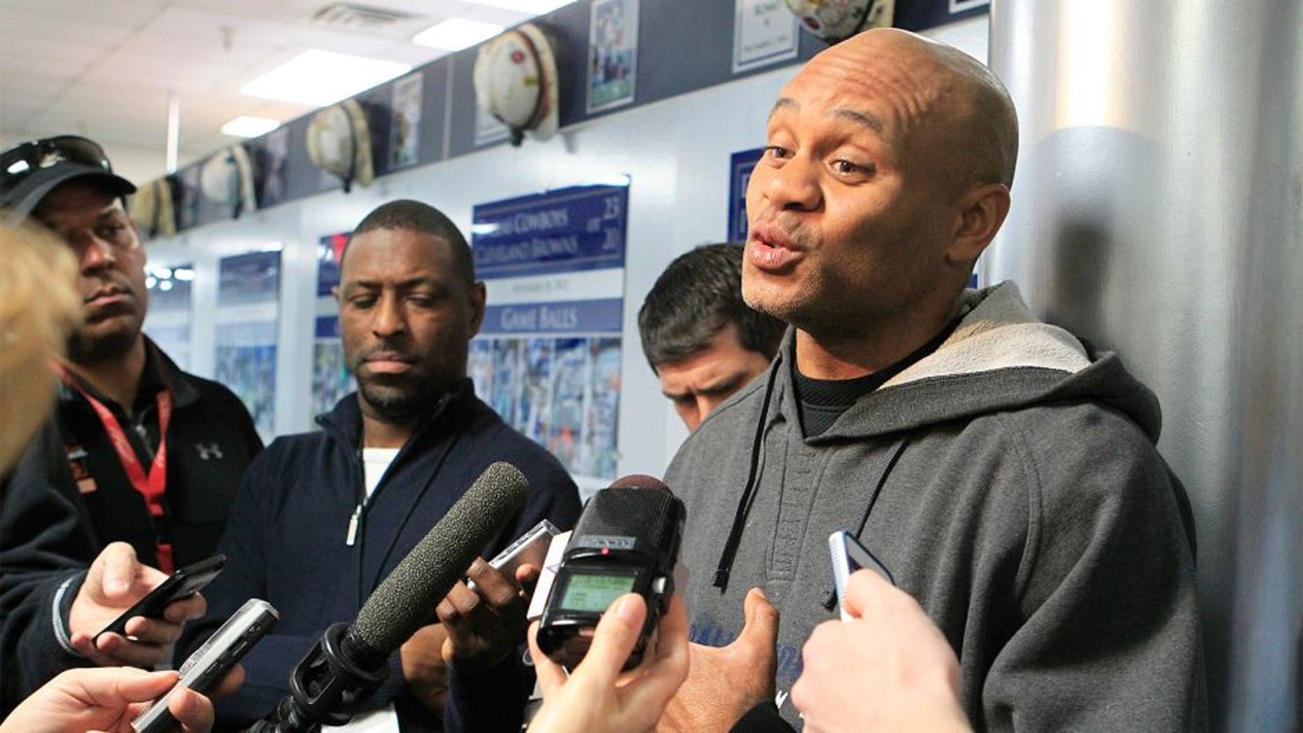 Dallas Cowboys secondary coach Jerome Henderson talks with the media during an introductory interview session of coaching staff members, Thursday, February 14, 2013 at Valley Ranch in Irving, Texas. (John Rhodes/Fort Worth Star-Telegram/MCT)