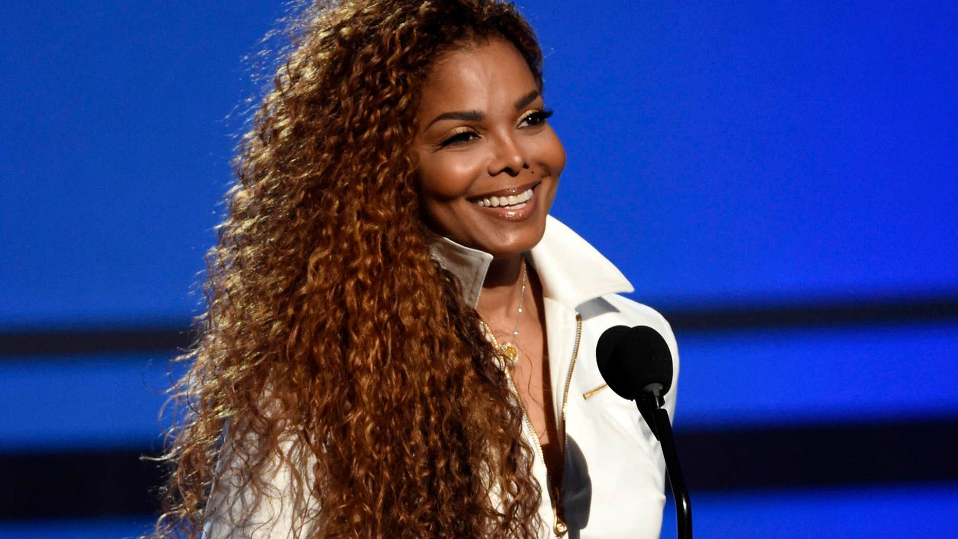FILE - In this June 28, 2015, file photo, Janet Jackson accepts the ultimate icon: music dance visual award at the BET Awards in Los Angeles.