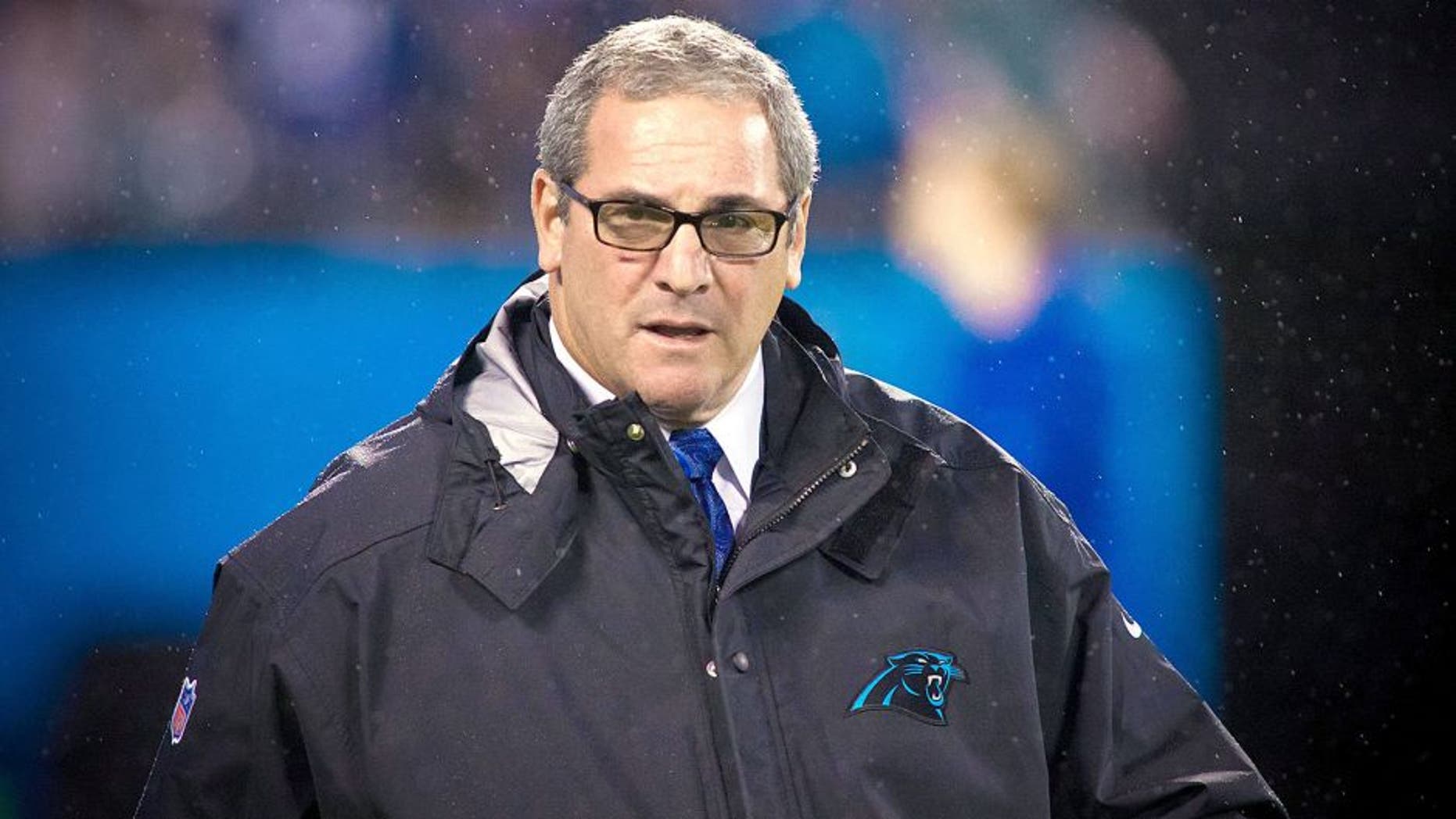Nov 2, 2015; Charlotte, NC, USA; Carolina Panthers general manager Dave Gettleman walks on the field prior to the game against the Indianapolis Colts at Bank of America Stadium. Carolina defeated Indianapolis 29-26 in overtime. Mandatory Credit: Jeremy Brevard-USA TODAY Sports