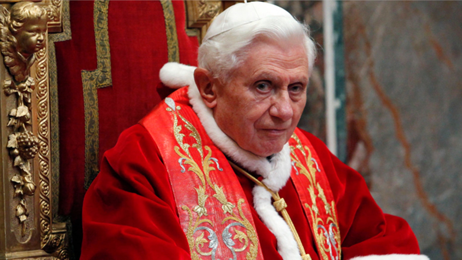 Jan. 10: Pope Benedict XVI looks on during a private audience with the ambassadors accredited to the Vatican.