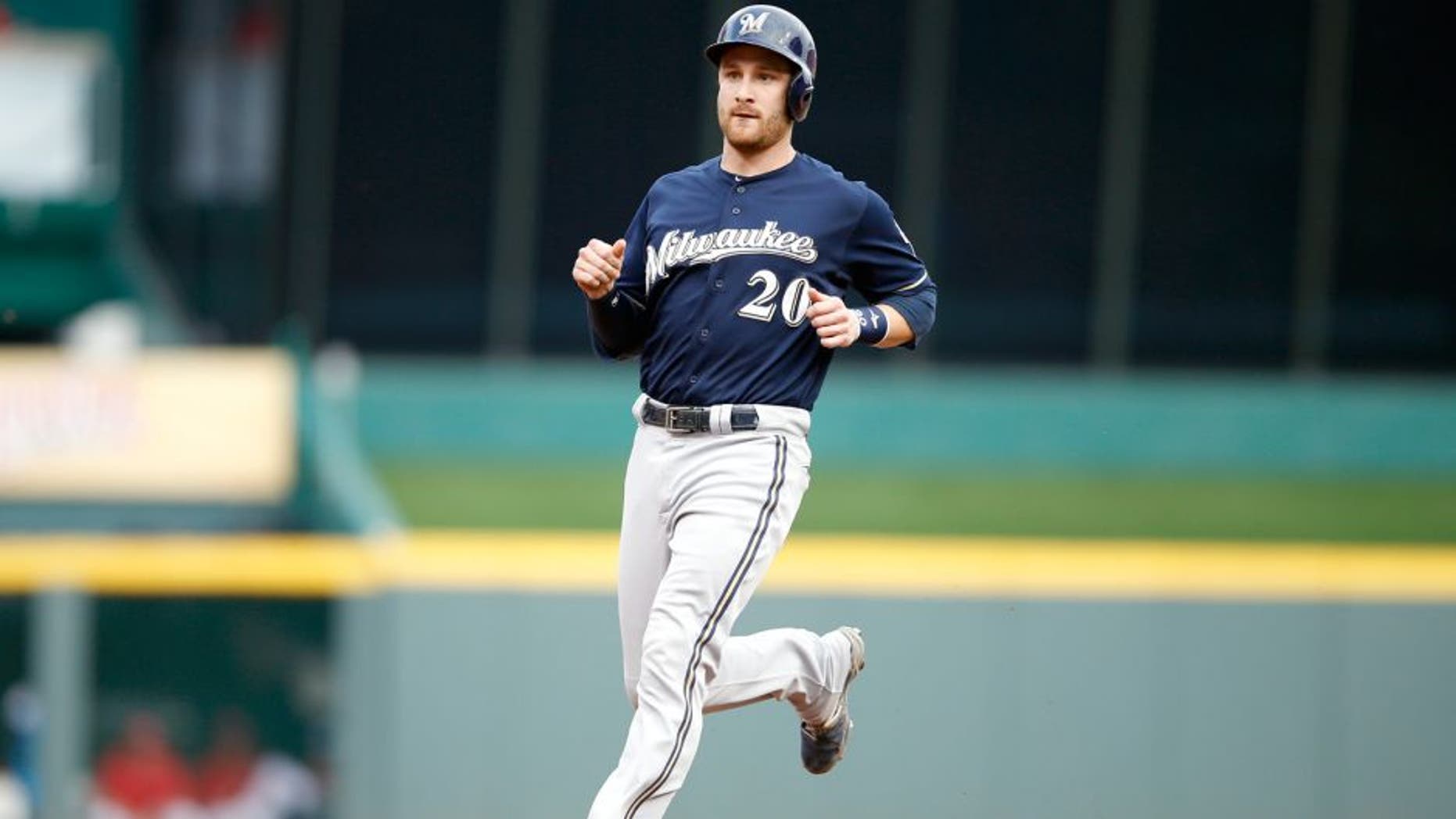 CINCINNATI, OH - JULY 3: Jonathan Lucroy #20 of the Milwaukee Brewers runs the bases against the Cincinnati Reds during the game at Great American Ball Park on July 3, 2015 in Cincinnati, Ohio. The Brewers defeated the Reds 12-1. (Photo by Joe Robbins/Getty Images)