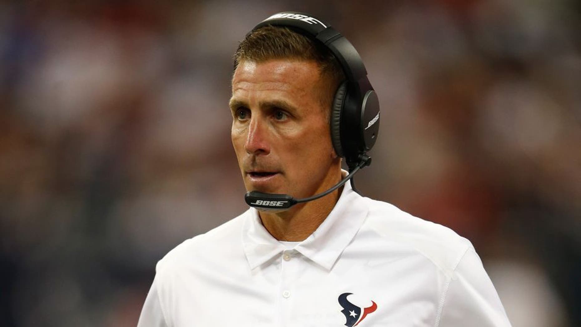 Aug 28, 2014; Houston, TX, USA; Houston Texans special teams coordinator Bob Ligashesky during the game against the San Francisco 49ers at NRG Stadium. Mandatory Credit: Kevin Jairaj-USA TODAY Sports