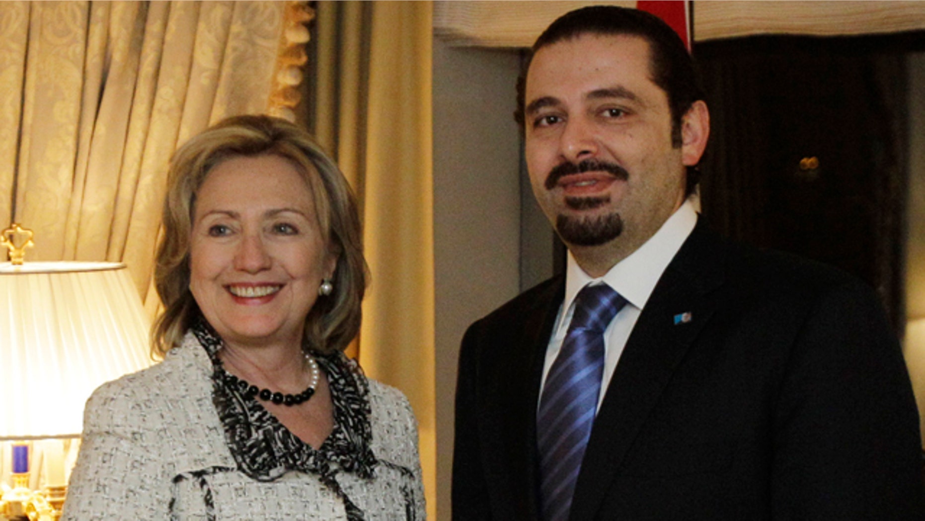 Jan. 7: Lebanese Prime Minister Saad Hariri, right, shakes hands with Secretary of State Hillary Rodham Clinton in New York.