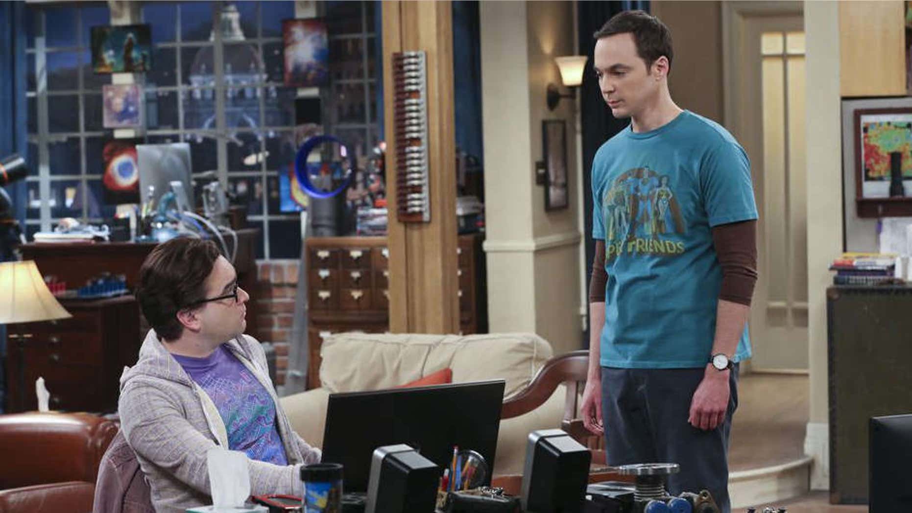 Sheldon (Jim Parsons) and Leonard (Johnny Galecki) on 'The Big Bang Theory.'