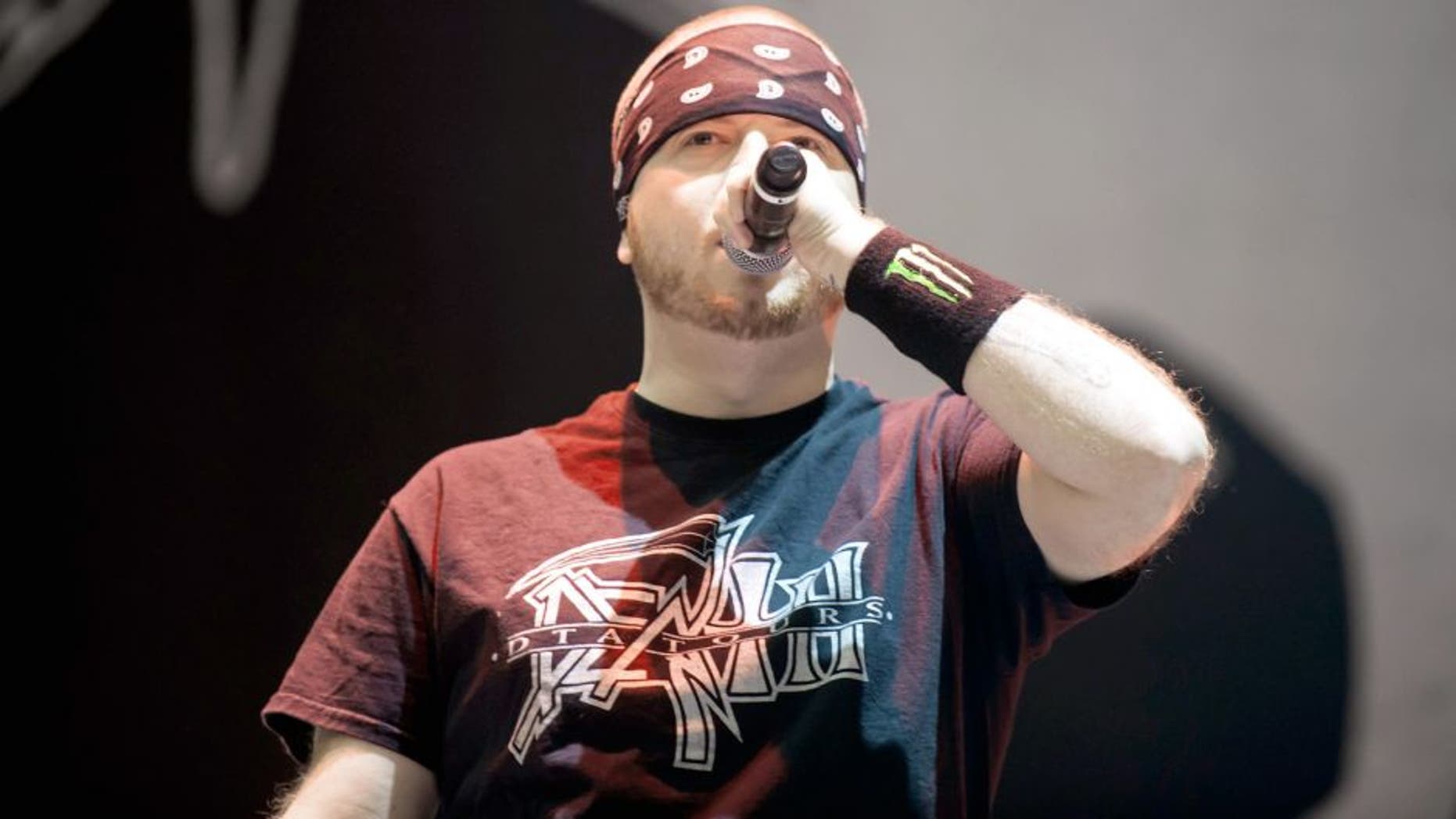 GELSENKIRCHEN, GERMANY - MAY 29: Jamey Jasta of Hatebreed performs on stage at the Veltins-Arena on May 29, 2015 in Gelsenkirchen, Germany. (Photo by Marc Pfitzenreuter/Redferns via Getty Images)