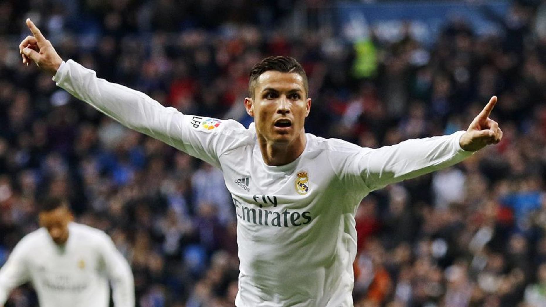 MADRID, SPAIN - DECEMBER 30: Cristiano Ronaldo of Real Madrid celebrates after scoring his team's second goal during the La Liga match between Real Madrid CF and Real Sociedad at Estadio Santiago Bernabeu on December 30, 2015 in Madrid, Spain. (Photo by Angel Martinez/Real Madrid via Getty Images)