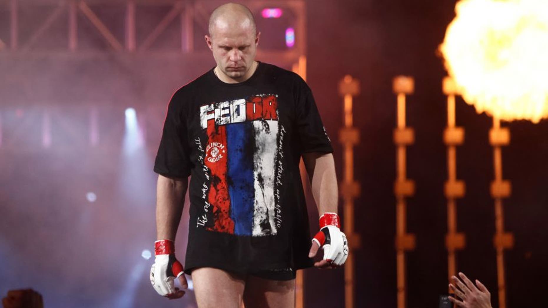 EAST RUTHERFORD, NJ - FEBRUARY 12: Fedor Emelianenko enters the arena for his bout with Antonio Silva at the Strikeforce Heavyweights Grand Prix event at the Izod Center on February 12, 2011 in East Rutherford, New Jersey. (Photo by Esther Lin/Forza LLC via Getty Images)