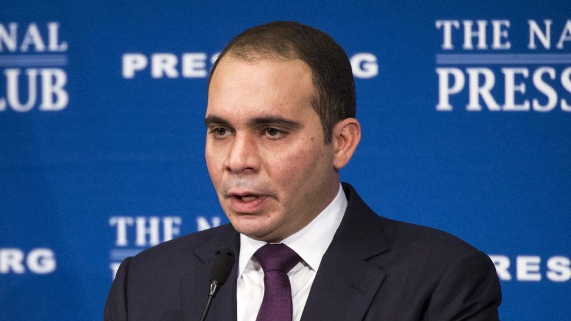 WASHINGTON, USA - DECEMBER 4: Prince Ali bin Al Hussein, FIFA Presidential hopeful, speaks during a luncheon at the National Press Club in Washington, USA on December 4, 2015. (Photo by Samuel Corum/Anadolu Agency/Getty Images)