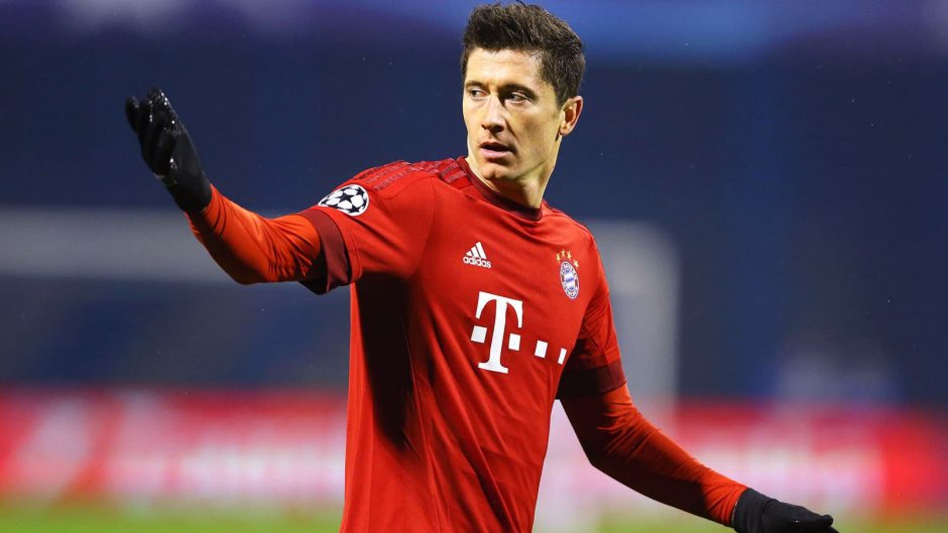 ZAGREB, CROATIA - DECEMBER 09: Robert Lewandowski of Bayern Munich gestures during the UEFA Champions League Group F match between GNK Dinamo Zagreb and FC Bayern Munchen at Maksimir Stadium on December 9, 2015 in Zagreb, Croatia. (Photo by Alexander Hassenstein/Bongarts/Getty Images)