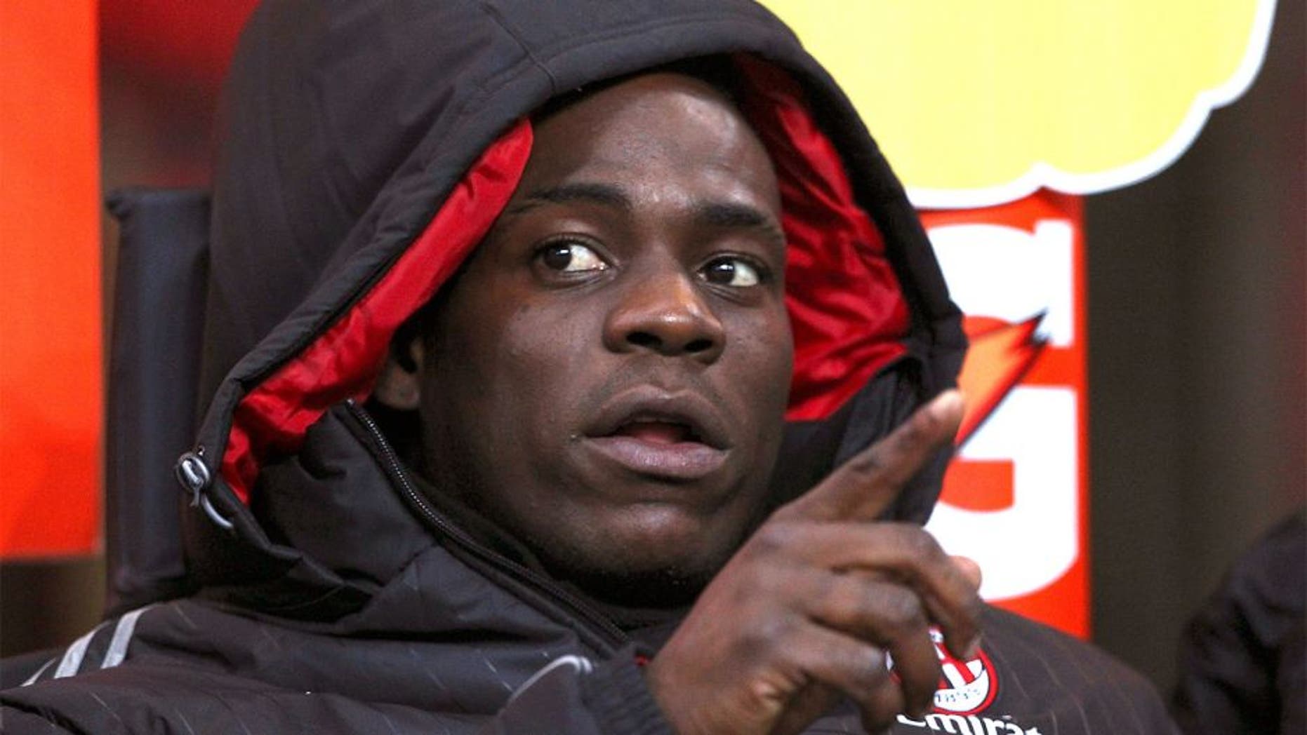 MILAN, ITALY - JANUARY 13: Mario Balotelli of AC Milan looks on before the TIM Cup match between AC Milan and Carpi FC at Stadio Giuseppe Meazza on January 13, 2016 in Milan, Italy. (Photo by Marco Luzzani/Getty Images)