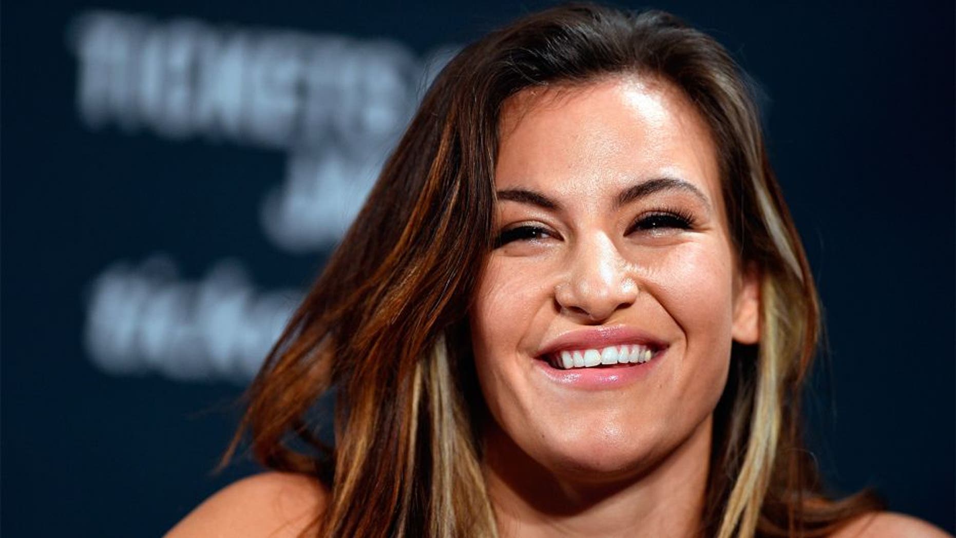 LAS VEGAS, NV - JANUARY 20: UFC women's bantamweight challenger Miesha Tate interacts with he media during the UFC 197 on-sale press conference event inside MGM Grand Hotel & Casino on January 20, 2016 in Las Vegas, Nevada. (Photo by Jeff Bottari/Zuffa LLC/Zuffa LLC via Getty Images)