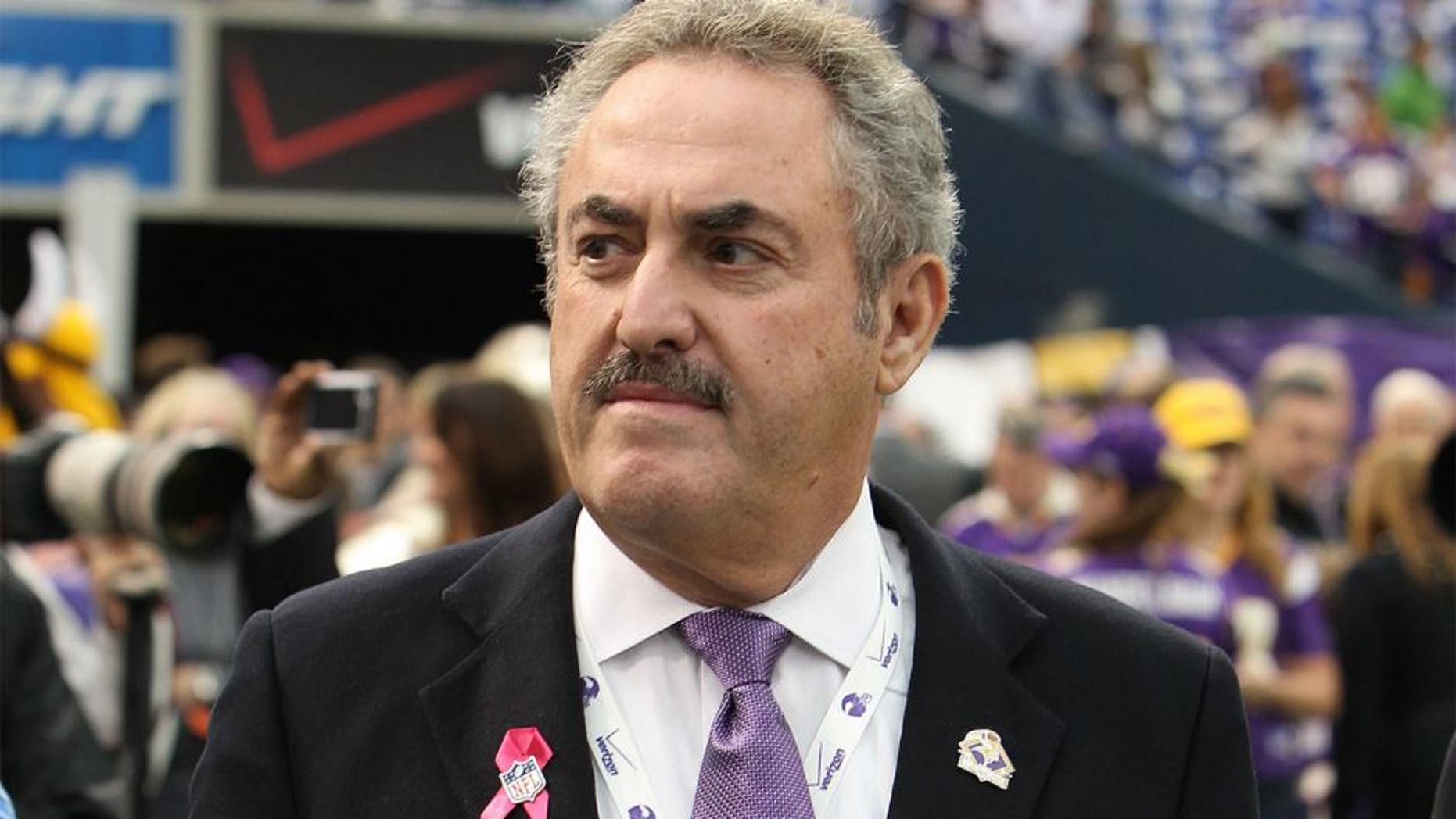 Oct 7, 2012; Minneapolis, MN, USA; Minnesota Vikings owner Zygi Wilf looks on prior to the game between the Tennessee Titans and Minnesota Vikings at the Metrodome. Mandatory Credit: Brace Hemmelgarn-USA TODAY Sports