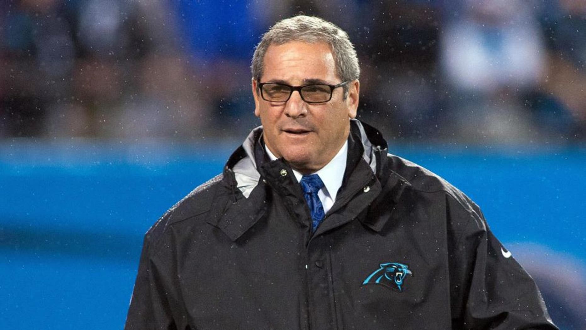 Nov 2, 2015; Charlotte, NC, USA; Carolina Panthers general manager Dave Gettleman walks the field prior to the game against the Indianapolis Colts at Bank of America Stadium. Mandatory Credit: Jeremy Brevard-USA TODAY Sports
