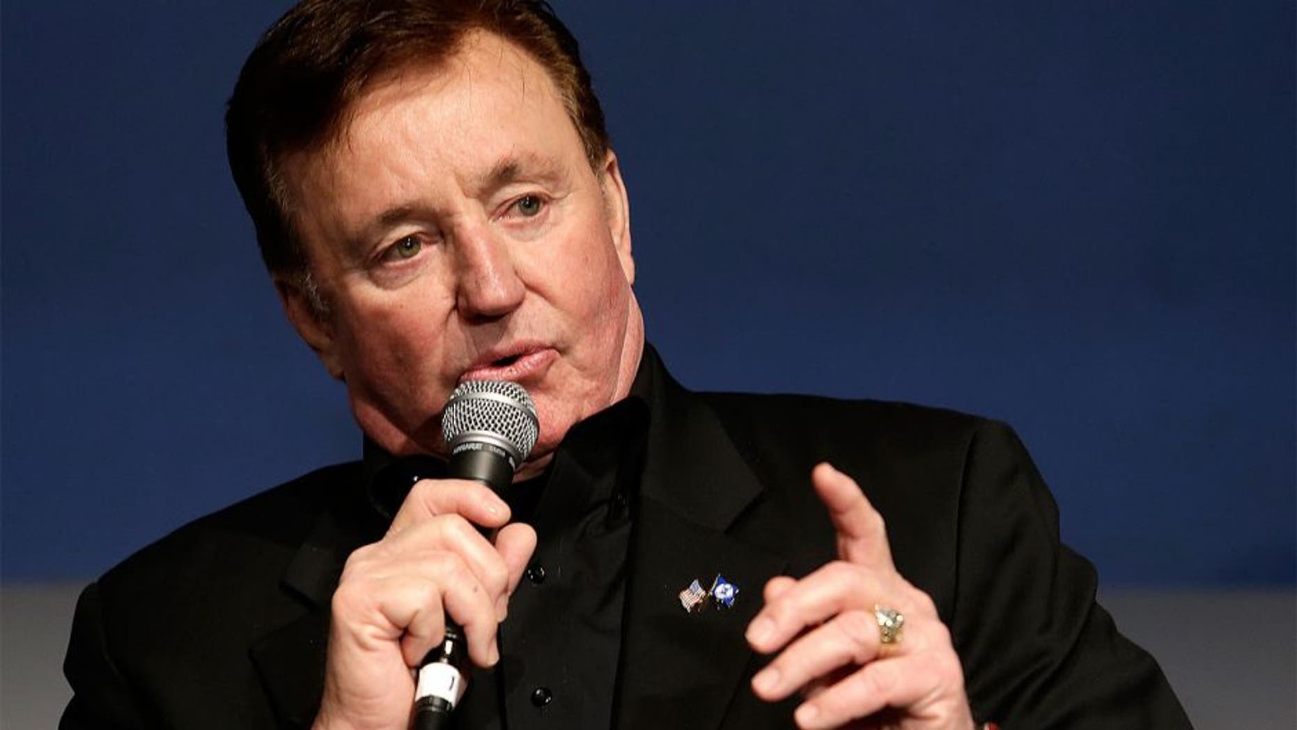 CHARLOTTE, NC - JANUARY 21: Car owner Richard Childress make a point to reporters during the NASCAR 2016 Charlotte Motor Speedway Media Tour on January 21, 2016 in Charlotte, North Carolina. (Photo by Bob Leverone/NASCAR via Getty Images)