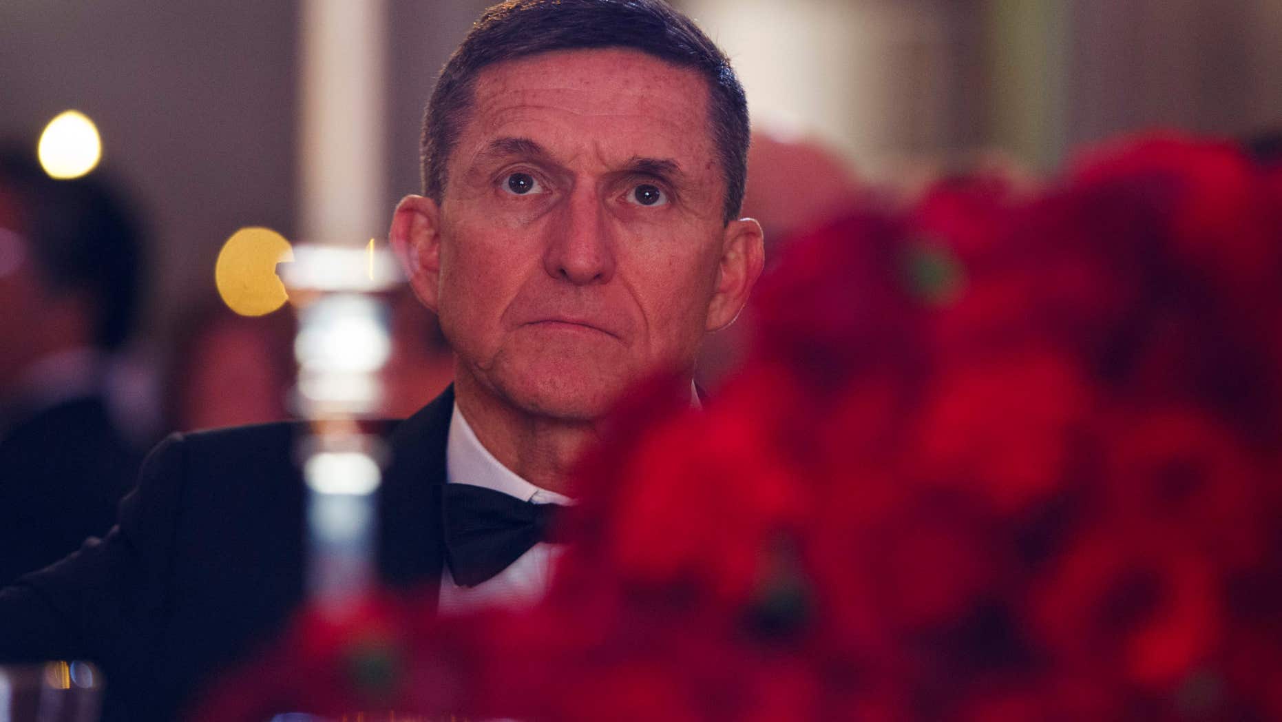 Retired Gen. Michael Flynn, President-elect Donald Trump's incoming National Security Adviser, listens during the presidential inaugural Chairman's Global Dinner, Tuesday, Jan. 17, 2017, in Washington.