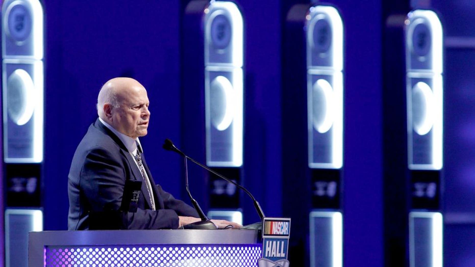 CHARLOTTE, NC - JANUARY 23: Bruton Smith makes his acceptance speech at the Charlotte Convention Center on January 23, 2016 in Charlotte, North Carolina. (Photo by Bob Leverone/NASCAR via Getty Images)