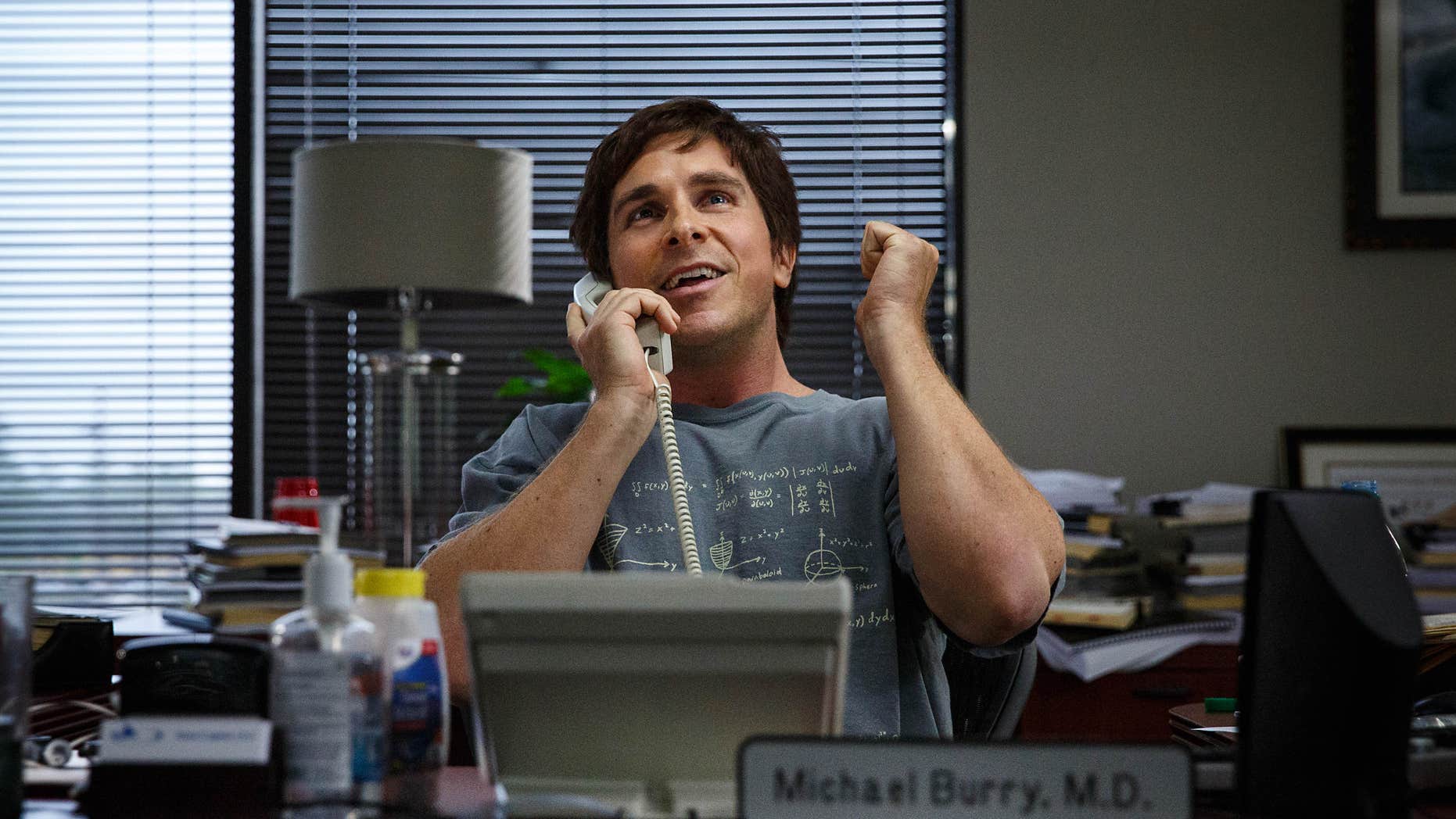 FILE - In this file image released by Paramount Pictures, Christian Bale appears in a scene from "The Big Short."