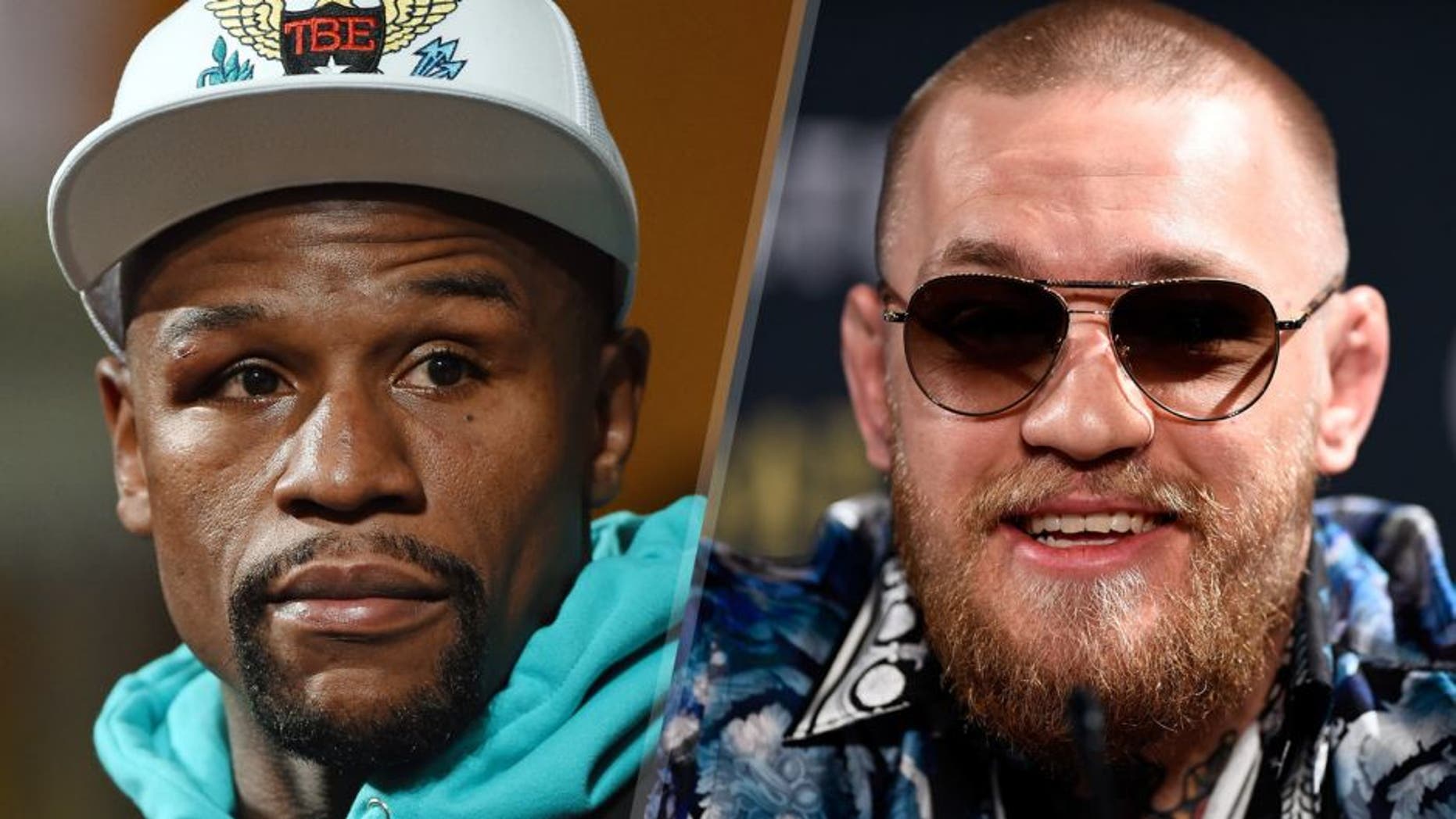 Floyd Mayweather Jr. attends a post-fight news conference at MGM Grand Hotel & Casino after he retained his WBC/WBA welterweight titles in a unanimous-decision victory over Andre Berto on September 12, 2015 in Las Vegas, Nevada. (Photo by Ethan Miller/Getty Images) UFC featherweight champion and lightweight challenger Conor McGregor of Ireland interacts with the media during the UFC 197 on-sale press conference event inside MGM Grand Hotel & Casino on January 20, 2016 in Las Vegas, Nevada. (Photo by Jeff Bottari/Zuffa LLC/Zuffa LLC via Getty Images)