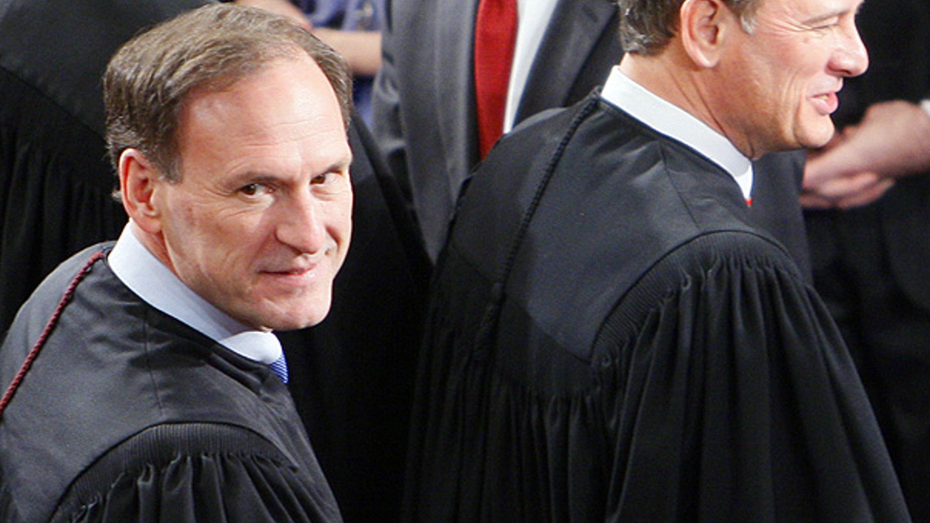 Jan. 27, 2010: Supreme Court Justice Samuel Alito, left, and Chief Justice John Roberts arrive for the State of the Union address.