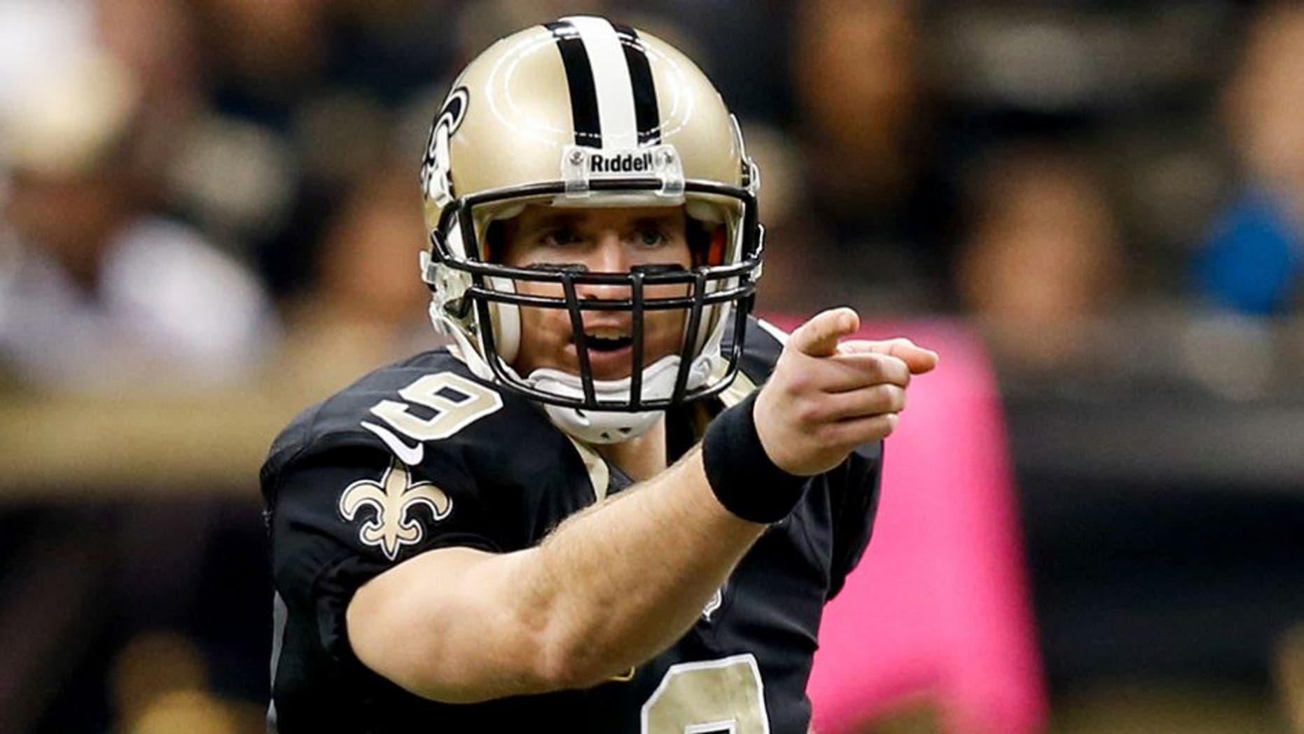 Dec 29, 2013; New Orleans, LA, USA; New Orleans Saints quarterback Drew Brees (9) against the Tampa Bay Buccaneers during the first quarter of a game at the Mercedes-Benz Superdome. Mandatory Credit: Derick E. Hingle-USA TODAY Sports