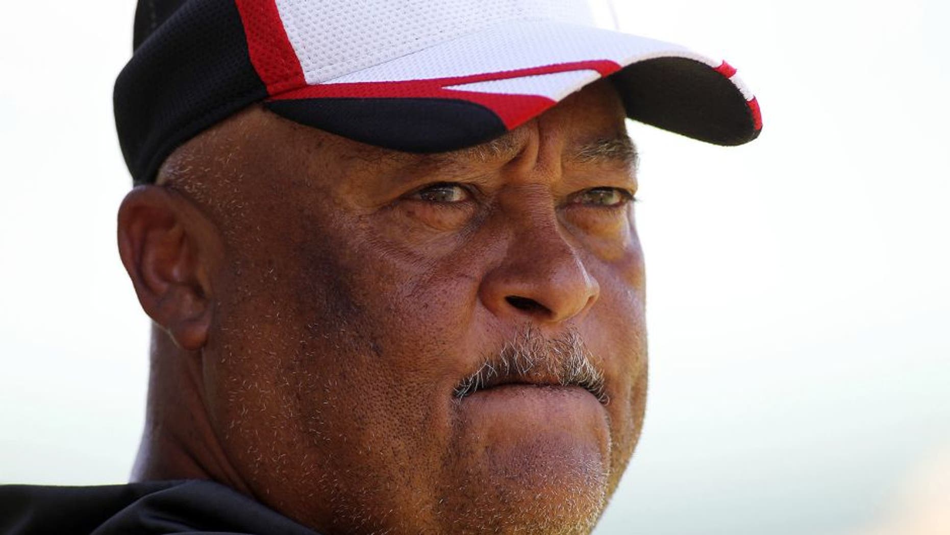 Jun 17, 2015; Atlanta, GA, USA; Atlanta Falcons wide receivers coach Terry Robiskie looks on during minicamp at Falcons Training Facility. Mandatory Credit: Brett Davis-USA TODAY Sports