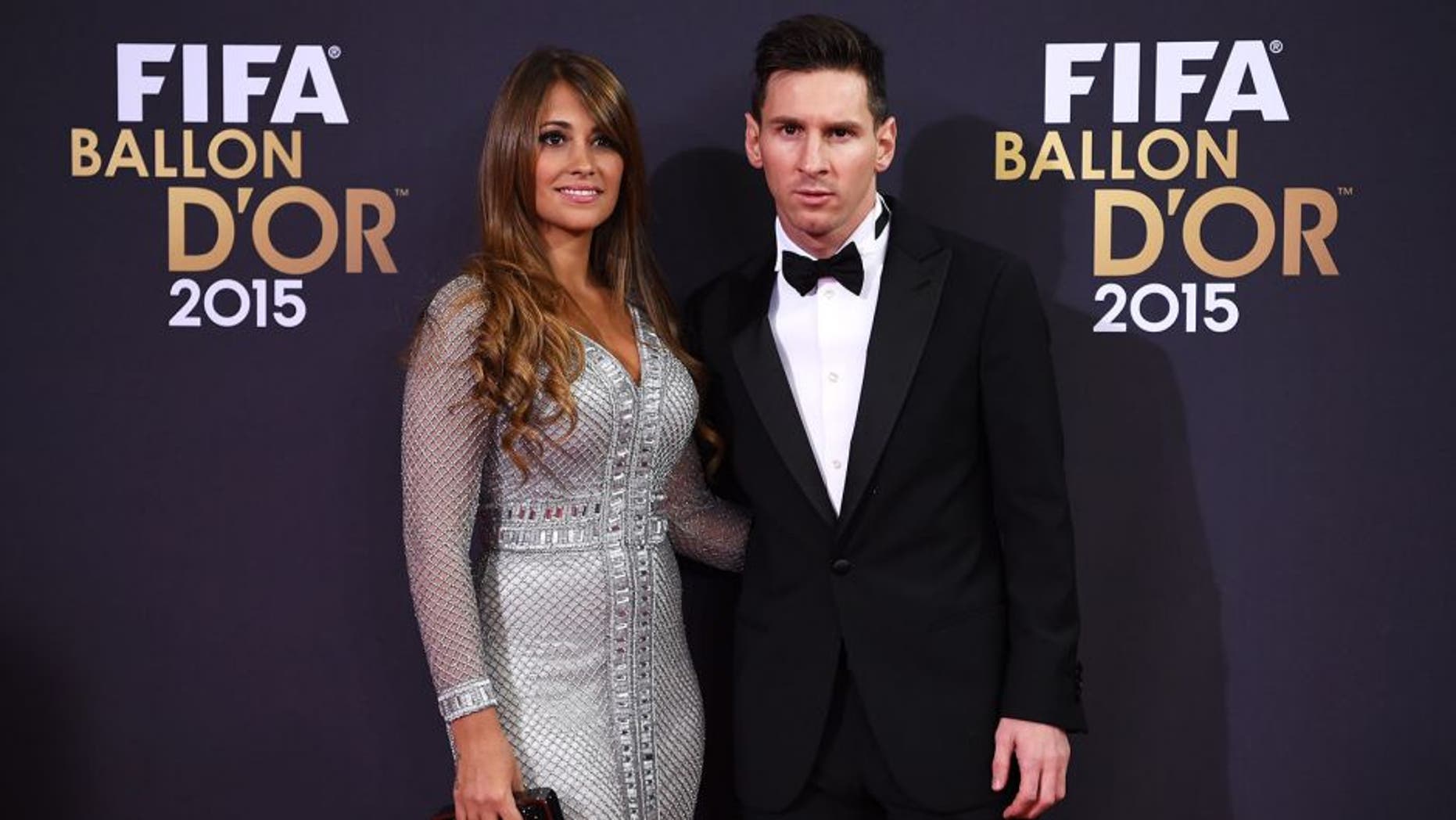 ZURICH, SWITZERLAND - JANUARY 11: Lionel Messi of Argentina and FC Barcelona and his partner Antonella Roccuzzo attend the FIFA Ballon d'Or Gala 2015 at the Kongresshaus on January 11, 2016 in Zurich, Switzerland. (Photo by Matthias Hangst/Getty Images)