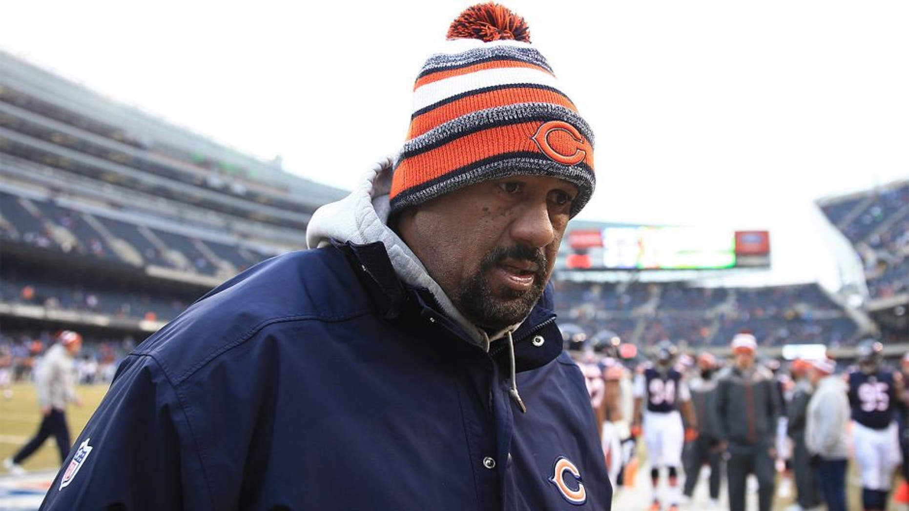 Dec 21, 2014; Chicago, IL, USA; Chicago Bears running back coach Skip Peete against the Detroit Lions at Soldier Field. The Lions defeated the Bears 20-14. Mandatory Credit: Andrew Weber-USA TODAY Sports