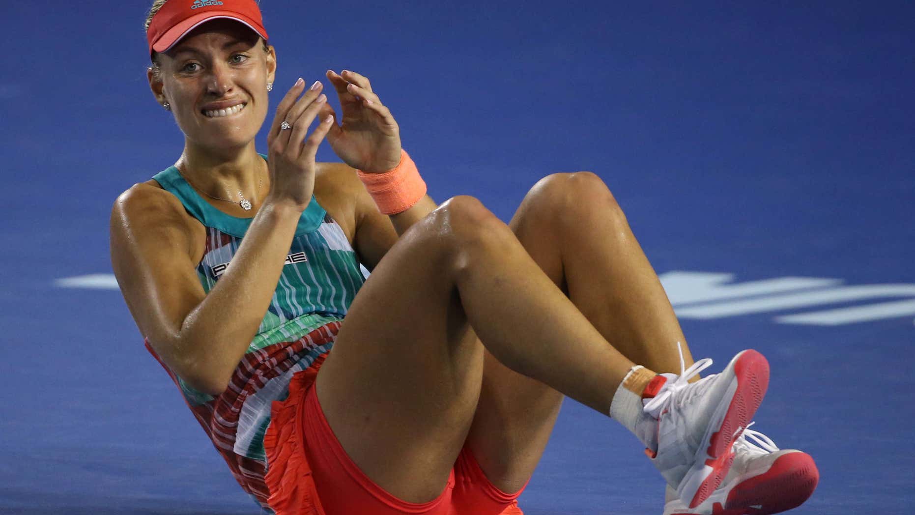 Jan. 30, 2016: Angelique Kerber of Germany celebrates after defeating Serena Williams of the United States in the women's singles final at the Australian Open tennis championships in Melbourne, Australia.