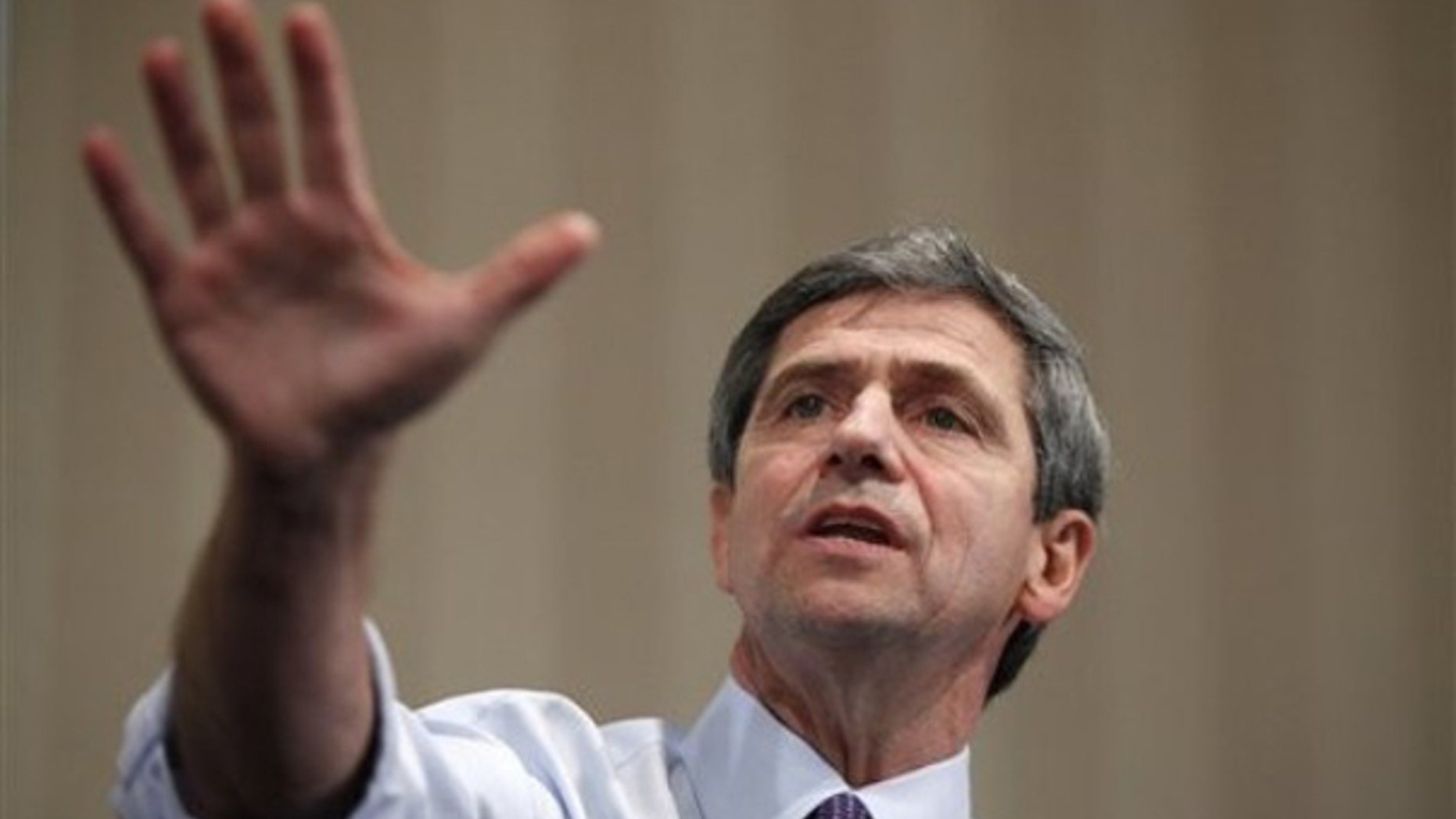U.S. Rep. Joe Sestak, D-Pa. speaks before a gathering sponsored by labor unions and citizen activist groups, Saturday, Jan. 30, 2010, in Harrisburg, Pa. (AP)