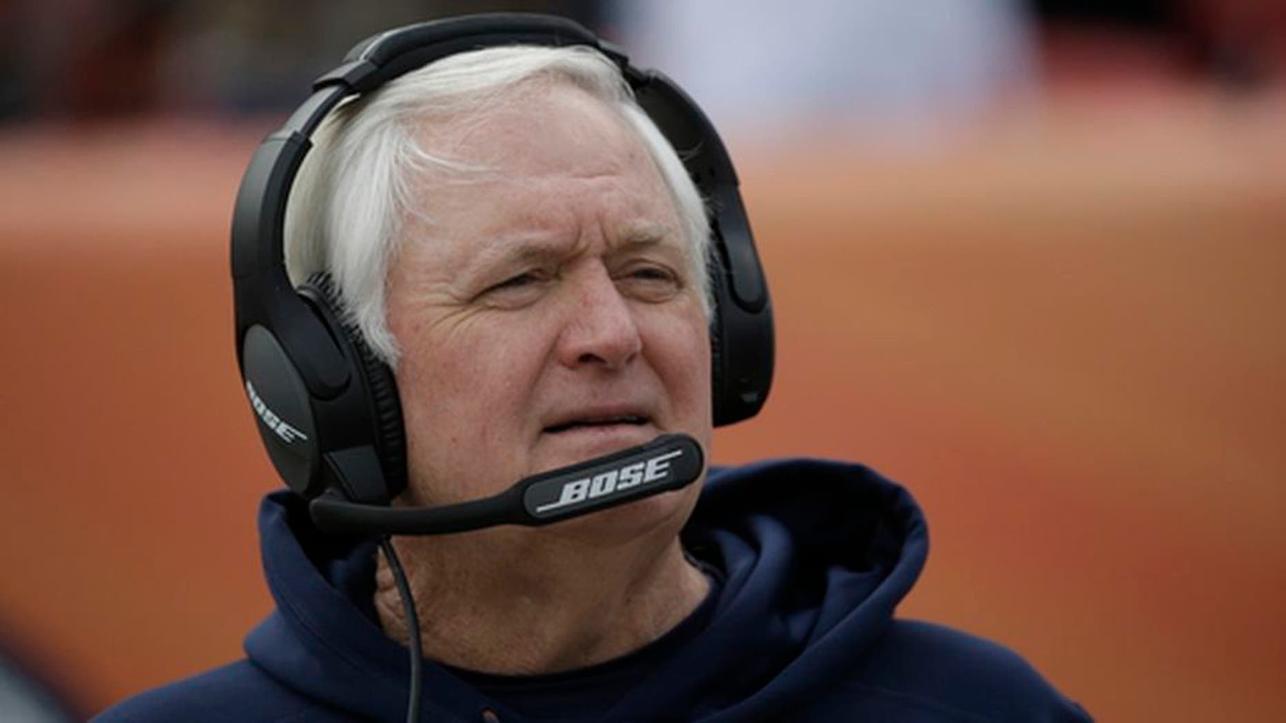 Denver Broncos defensive coordinator Wade Phillips stands on the field before an NFL football game against the Oakland Raiders, Sunday, Jan. 1, 2017, in Denver. (AP Photo/Jack Dempsey)