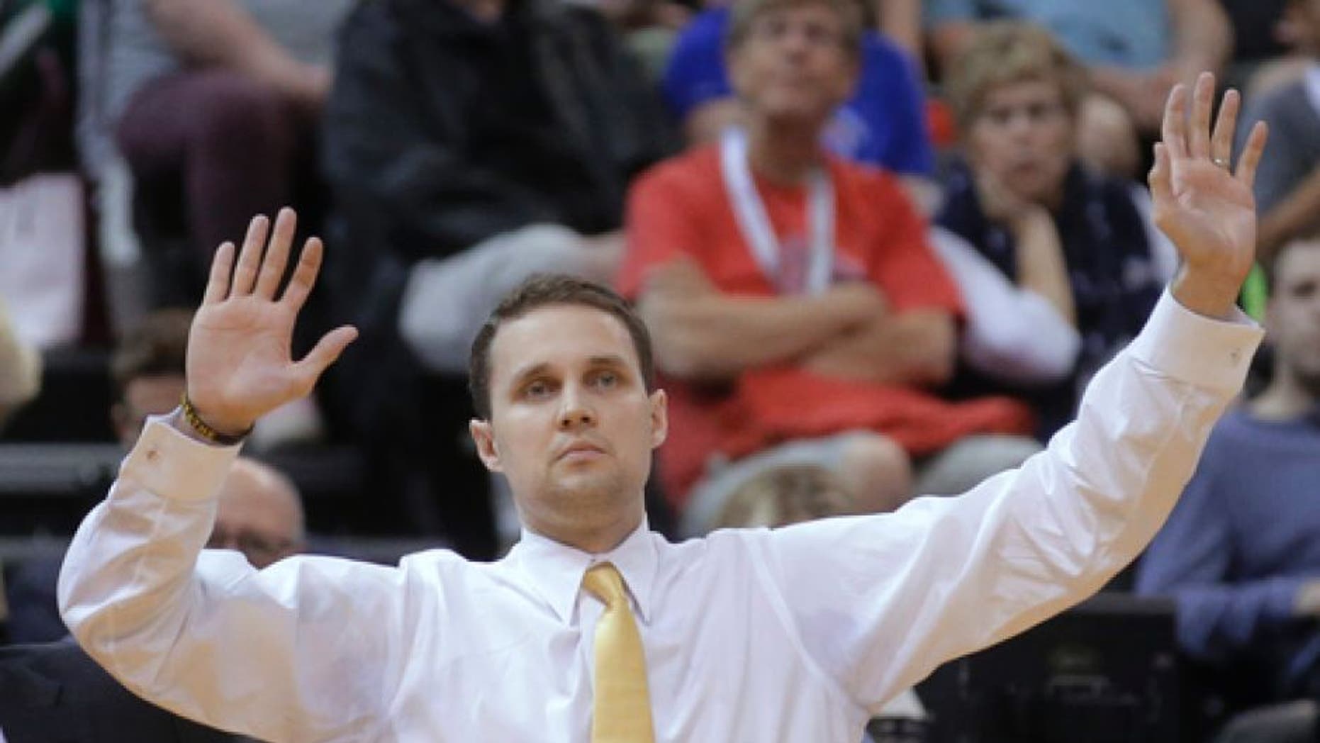 Virginia Commonwealth coach Will Wade reacts during the first half of the team's first-round game against Saint Mary's in the NCAA men's college basketball tournament Thursday, March 16, 2017, in Salt Lake City. (AP Photo/Rick Bowmer)