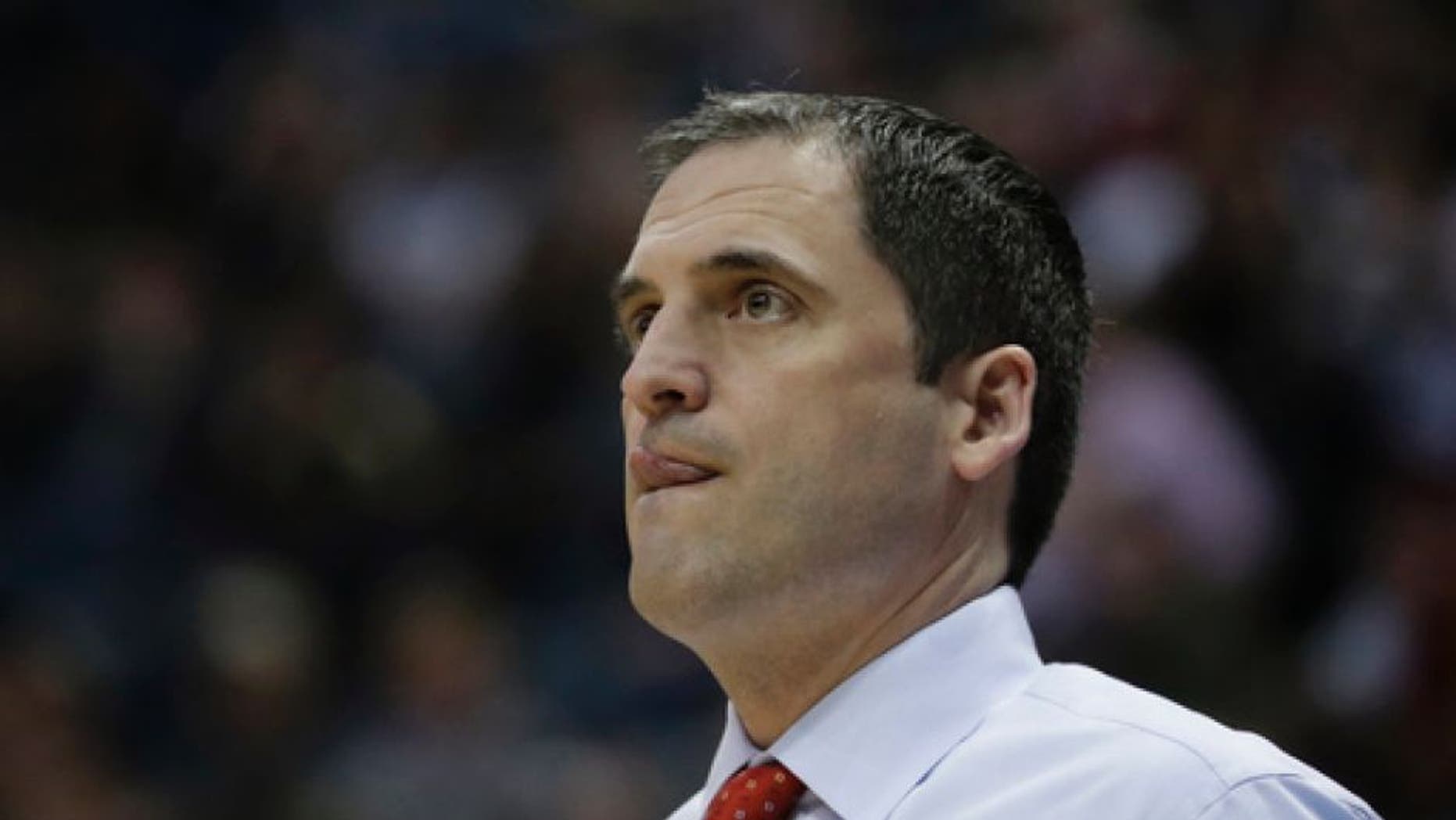 Iowa State head coach Steve Prohm watches during the first half of an NCAA college basketball tournament first-round game against Nevada Thursday, March 16, 2017, in Milwaukee. (AP Photo/Morry Gash)