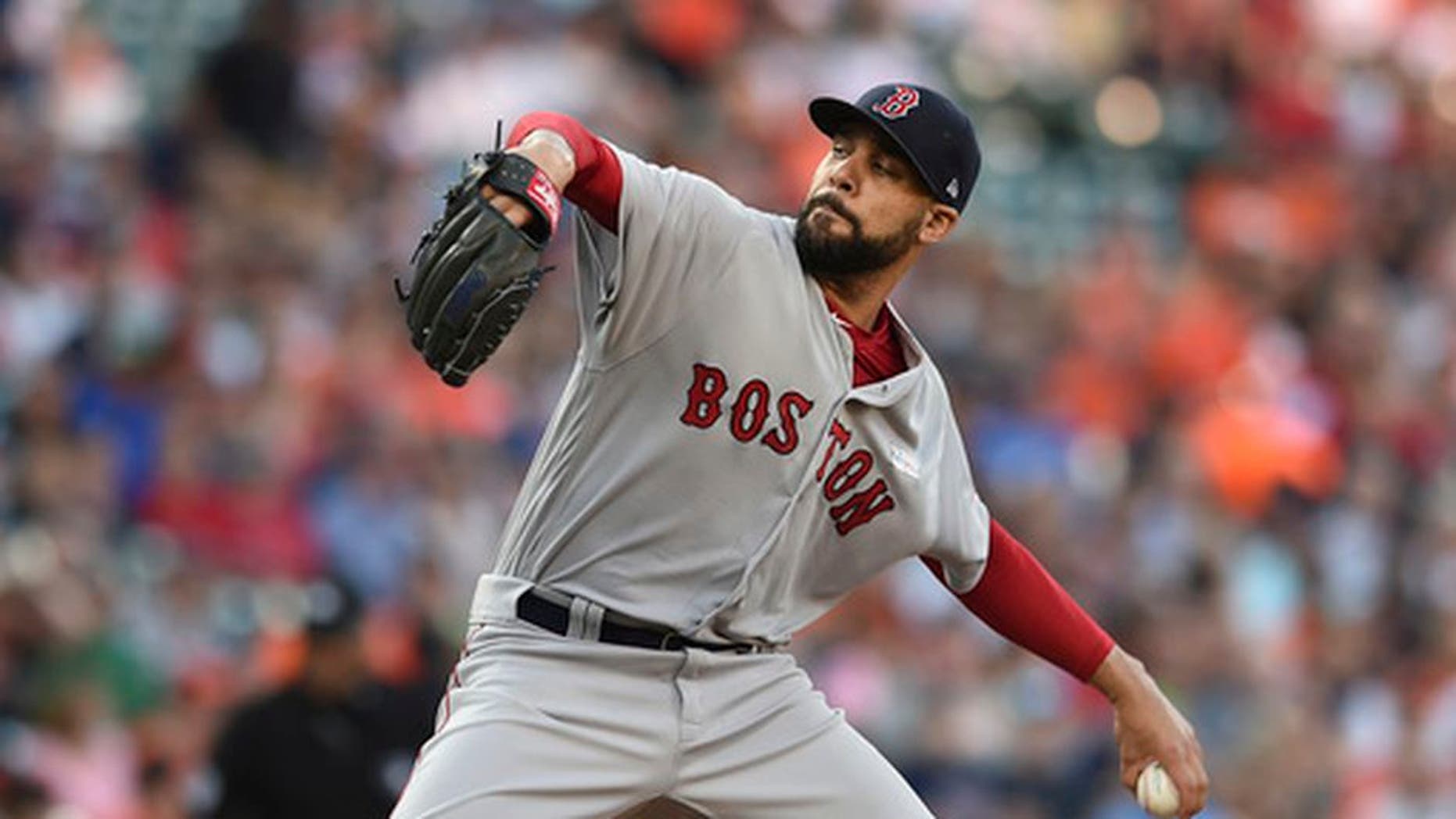 Boston Red Sox pitcher David Price throws against the Baltimore Orioles in the first inning of a baseball game, Saturday, June 3, 2017, in Baltimore.(AP Photo/Gail Burton)