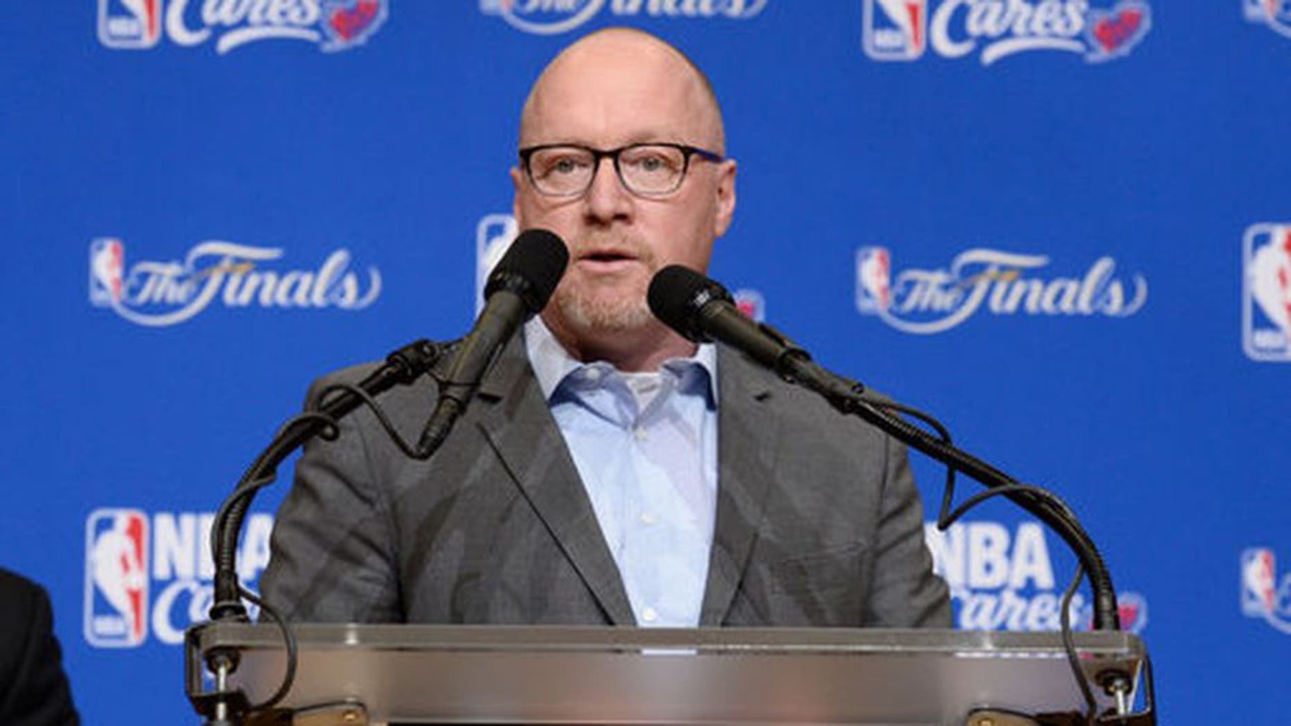 CLEVELAND, OH - JUNE 28 General Manager David Griffin of the Cleveland Cavaliers speaks to the guests at the 2017 NBA Finals Cares Legacy Project as part of the 2017 NBA Finals on June 8, 2017 at Boys & Girls Clubs of Cleveland at East Tech High School in Cleveland, Ohio. NOTE TO USER: User expressly acknowledges and agrees that, by downloading and or using this photograph, User is consenting to the terms and conditions of the Getty Images License Agreement. Mandatory Copyright Notice: Copyright 2017 NBAE (Photo by David Dow/NBAE via Getty Images)