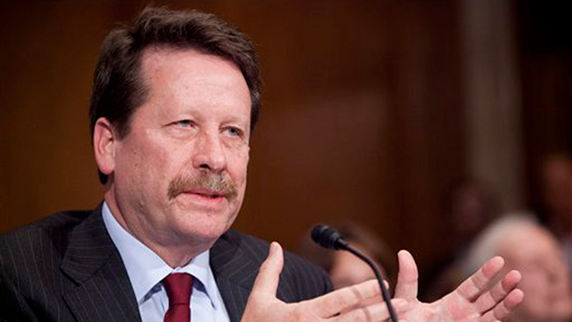 FILE - In this Nov. 17, 2015 file photo, Dr. Robert Califf, President Barack Obama's nominee to lead the Food and Drug Administration (FDA), testifies on Capitol Hill in Washington. The Senate has confirmed Califf to be commissioner of the FDA. Senators voted 89-4 Wednesday, Feb. 24, 2016, to confirm Califf after a handful of Democrats delayed action in a protest over the agencys inaction on the abuse of opioid painkillers. (AP Photo/Pablo Martinez Monsivais, File)