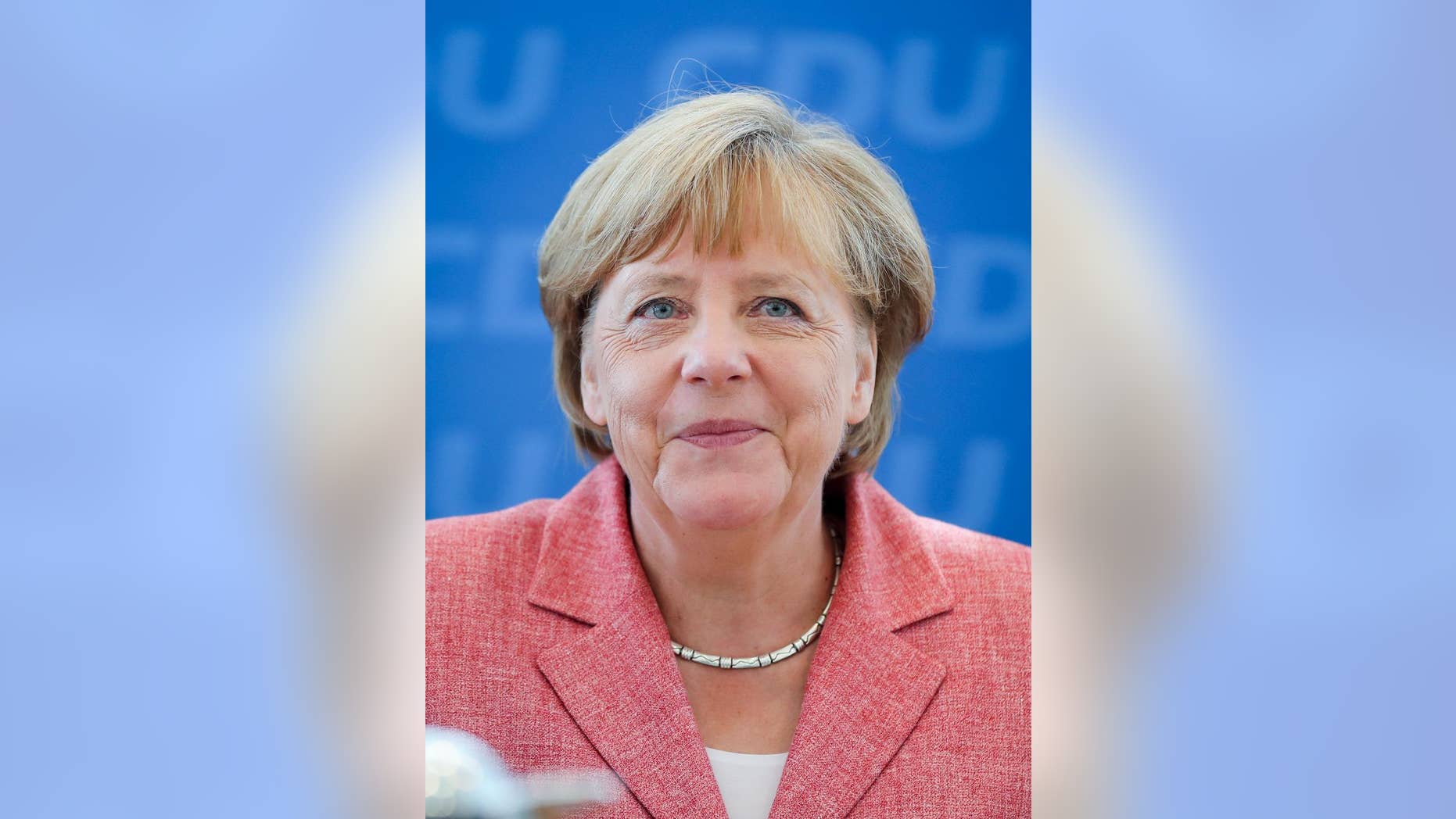 German chancellor Angela Merkel meets party officials at the headquarters of her Christian Democrats in Berlin, Germany, Monday, Aug. 15, 2016. (Kay Nietfeld/dpa via AP)