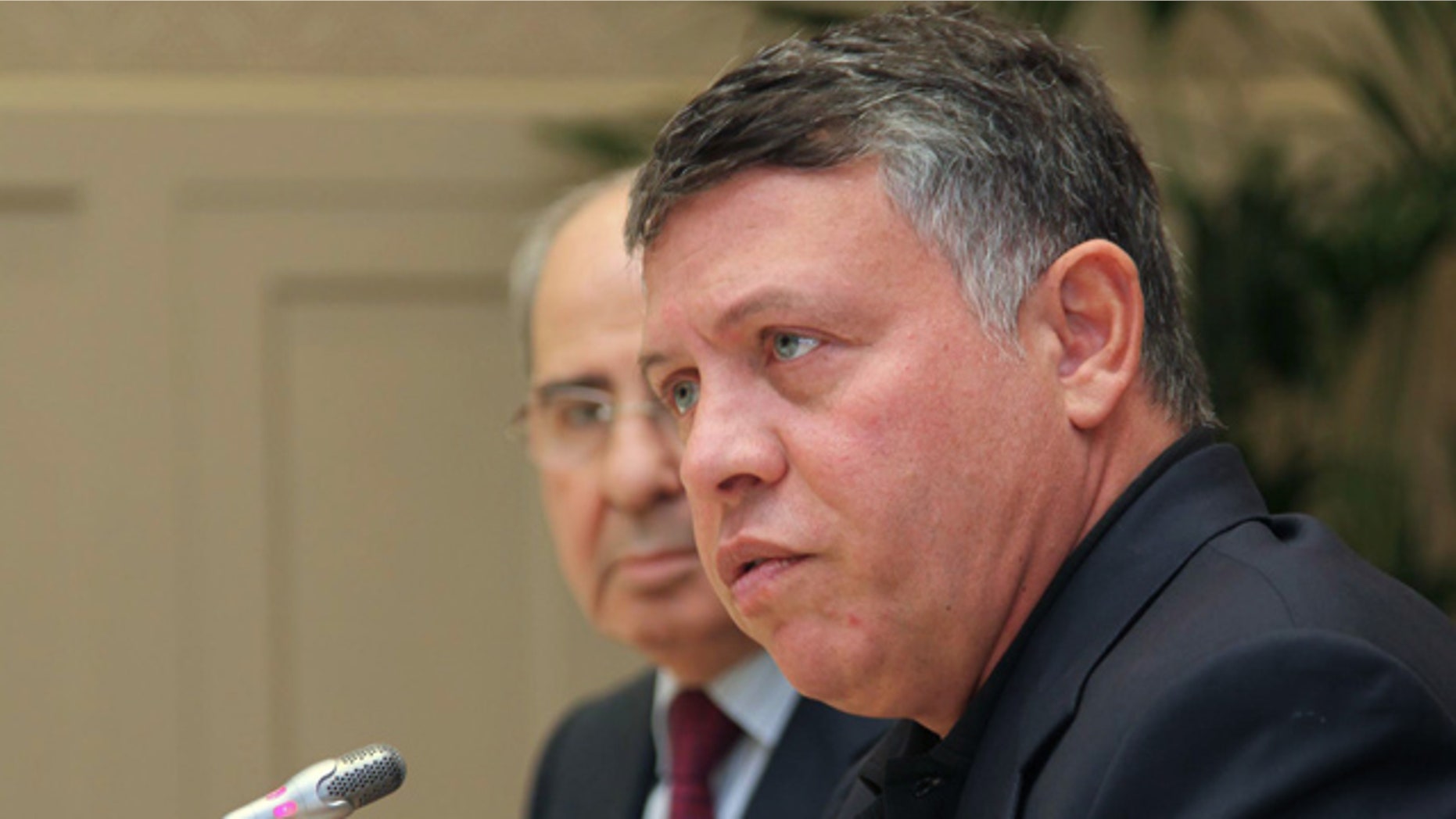 Jan. 26: In this photo released by the Jordanian Royal Palace, King Abdullah II of Jordan speaks during a meeting with the Jordanian Senates in Amman, Jordan.