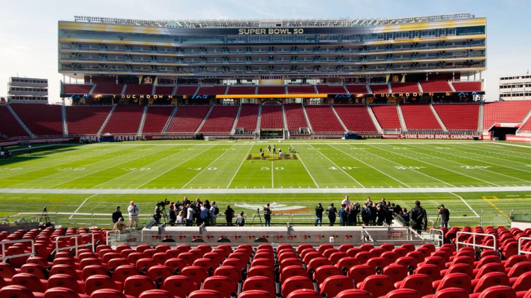January 26, 2016; Santa Clara, CA, USA; General view of Levi's Stadium during a field preparation press conference prior to Super Bowl 50. Mandatory Credit: Kyle Terada-USA TODAY Sports