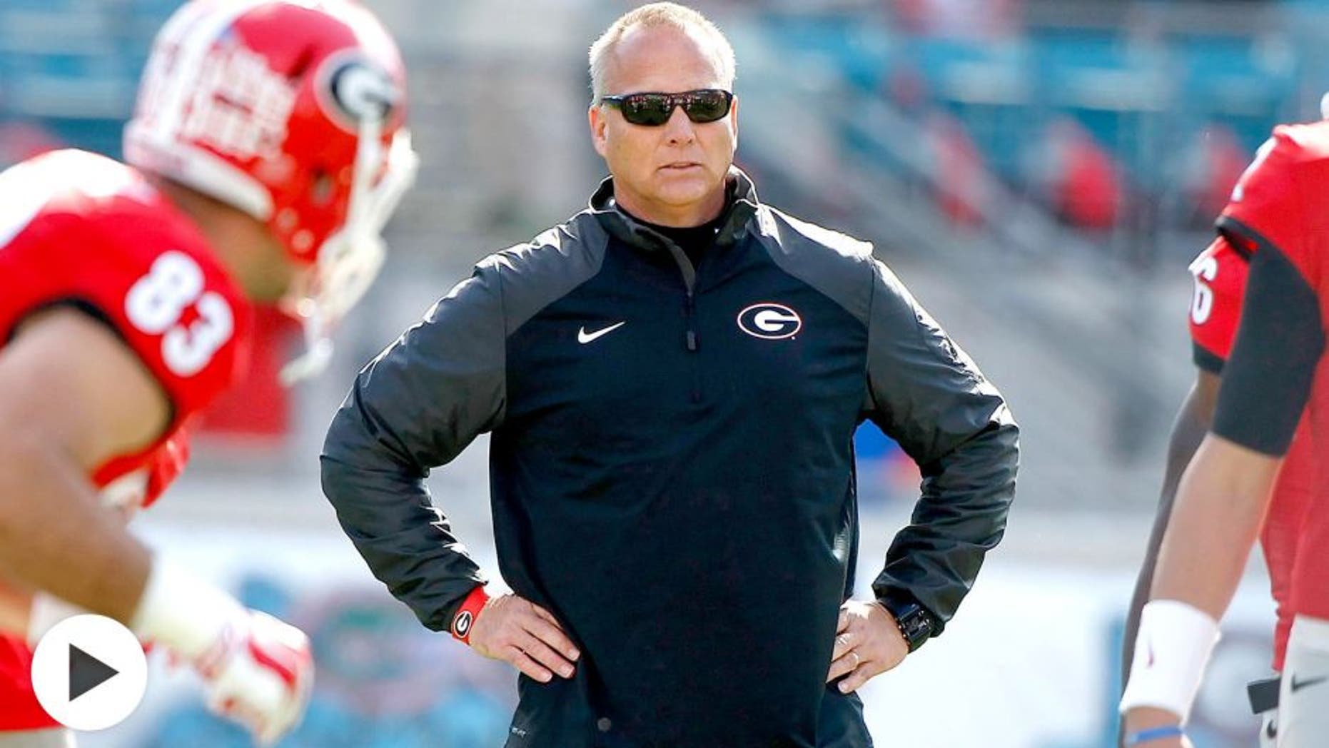 Nov 1, 2014; Jacksonville, FL, USA; Georgia Bulldogs head coach Mark Richt against the Florida Gators works out prior to the game at EverBank Field. Mandatory Credit: Kim Klement-USA TODAY Sports
