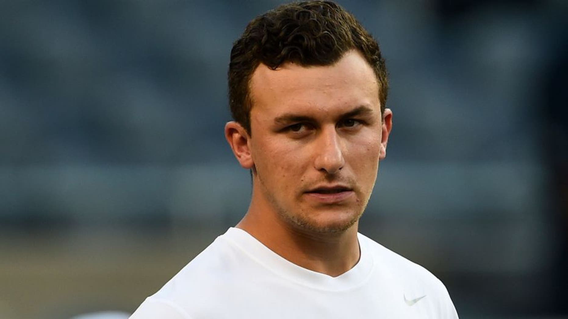 Sep 3, 2015; Chicago, IL, USA; Cleveland Browns quarterback Johnny Manziel (2) stretches before the game against the Chicago Bears at Soldier Field. Mandatory Credit: Mike DiNovo-USA TODAY Sports