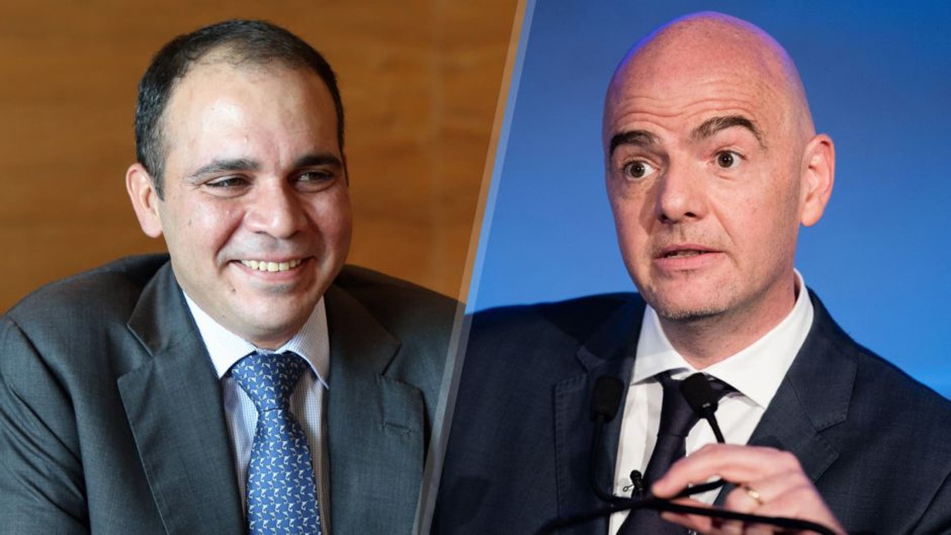 Prince Ali bin al Hussein of Jordan, one of five candidates seeking to replace the disgraced Sepp Blatter, speaks to the media during a visit to Auckland on January 22, 2016. Prince Ali bin al Hussein said on January 22 he was 'fully confident' of winning the corruption-plagued organisation's leadership ballot next month, provided the vote is clean. AFP PHOTO / Michael Bradley / AFP / MICHAEL BRADLEY (Photo credit should read MICHAEL BRADLEY/AFP/Getty Images) UEFA general secretary Gianni Infantino takes part in a press conference at Wembley stadium in London on February 1, 2016. A stellar cast of football figures including Jose Mourinho and Luis Figo appeared in support of Gianni Infantino's FIFA presidential bid at an event at London's Wembley Stadium today. / AFP / LEON NEAL (Photo credit should read LEON NEAL/AFP/Getty Images)