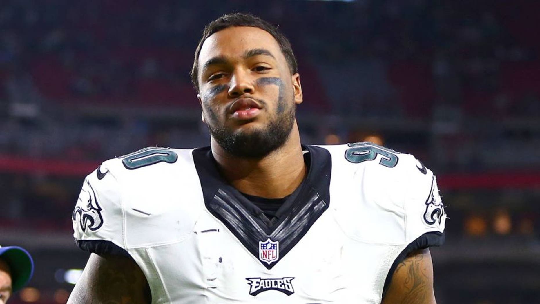 Oct 26, 2014; Glendale, AZ, USA; Philadelphia Eagles linebacker Marcus Smith (90) against the Arizona Cardinals at University of Phoenix Stadium. The Cardinals defeated the Eagles 24-20. Mandatory Credit: Mark J. Rebilas-USA TODAY Sports