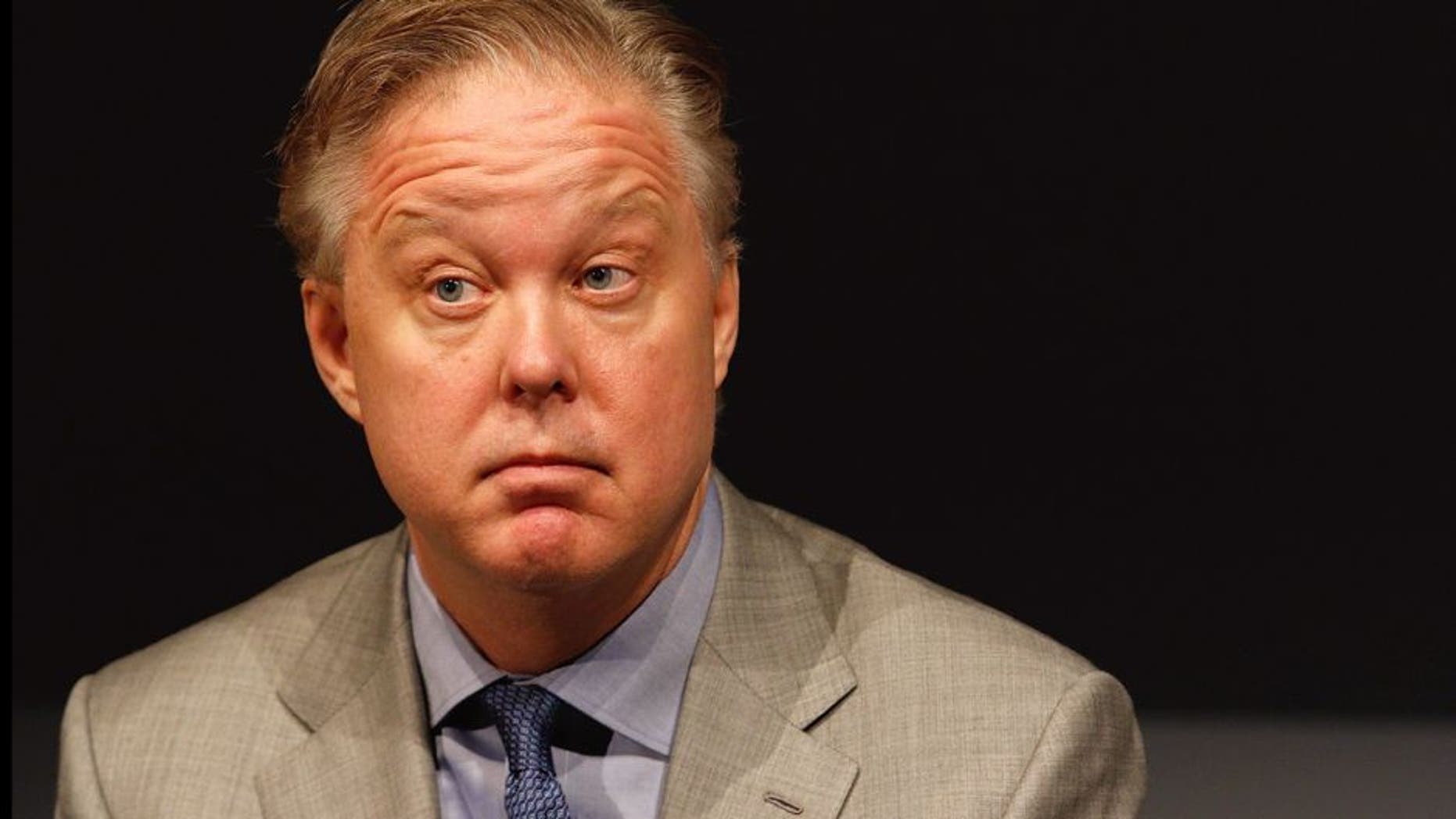 NASCAR Chairmn and CEO Brian France answers reporter's questions during the NASCAR 2016 Charlotte Motor Speedway Media Tour on January 19, 2016 in Charlotte, North Carolina. Bob Leverone / NASCAR via Getty Images (Photo by Bob Leverone/NASCAR via Getty Images)