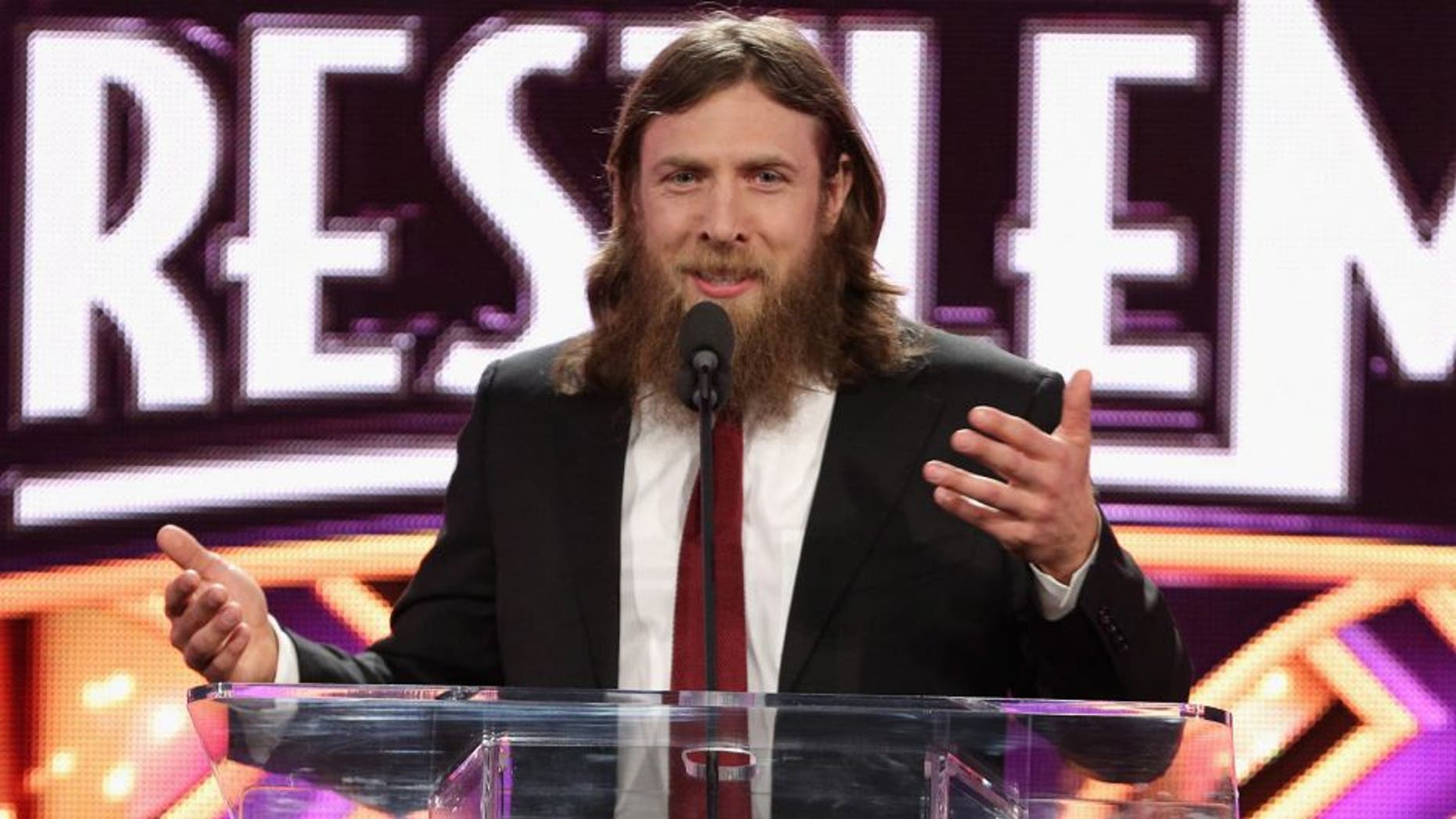 NEW YORK, NY - APRIL 01: Professional wrestler Daniel Bryan attends the WrestleMania 30 press conference at the Hard Rock Cafe New York on April 1, 2014 in New York City. (Photo by Andrew Toth/FilmMagic)