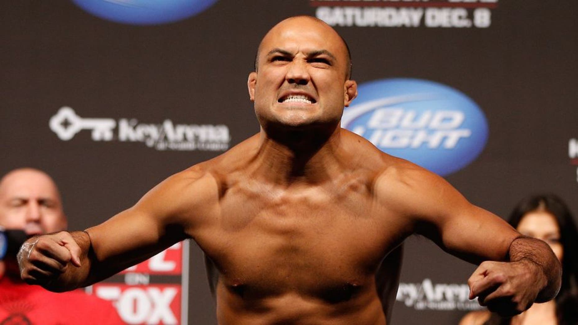 SEATTLE, WA - DECEMBER 07: BJ Penn weighs in during the official UFC on FOX weigh in on December 7, 2012 at Key Arena in Seattle, Washington. (Photo by Josh Hedges/Zuffa LLC/Zuffa LLC via Getty Images)