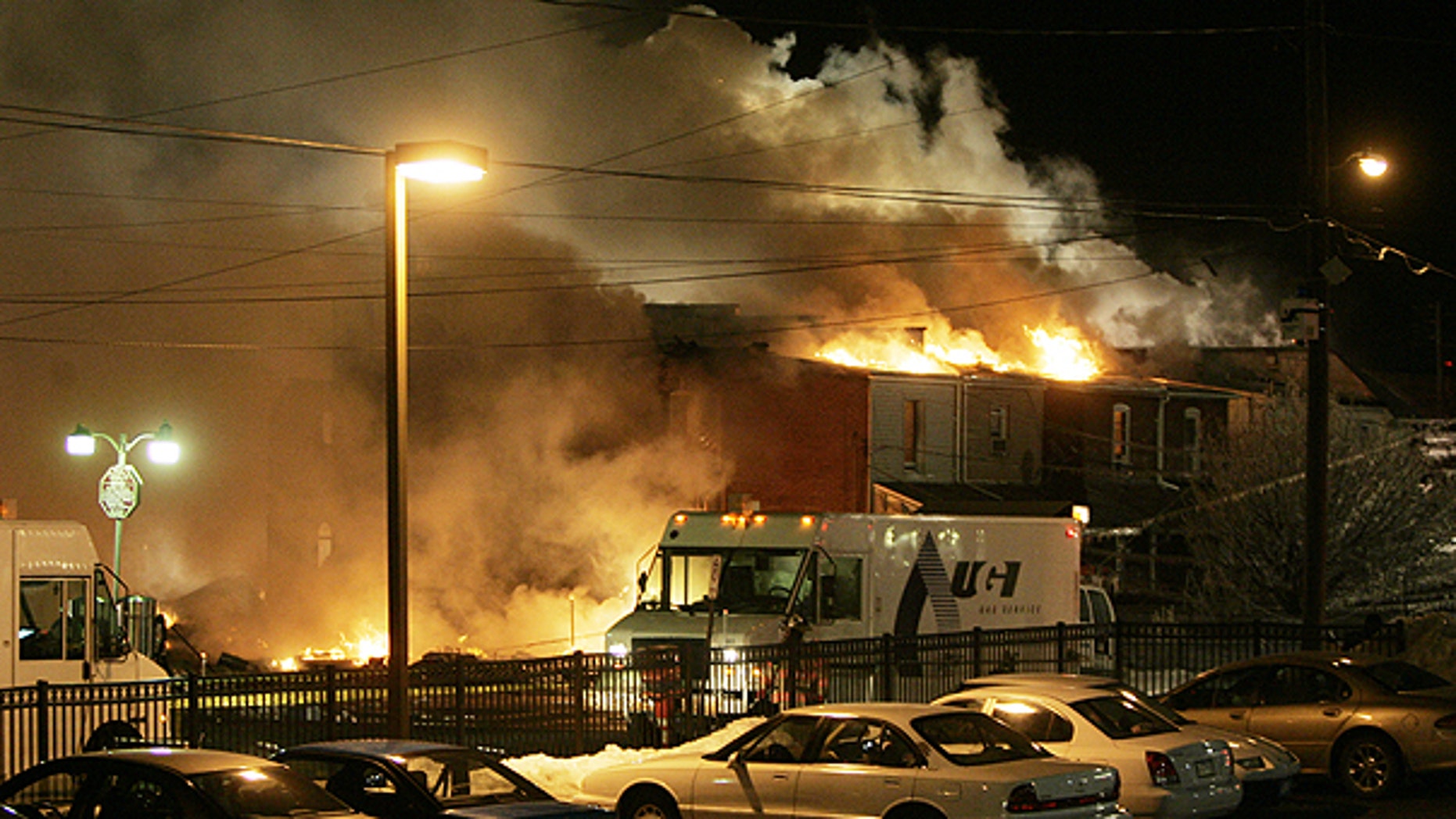 Feb. 10: A fire rages out of control after an explosion near the intersection of 13th and Allen Streets in Allentown, Pa.