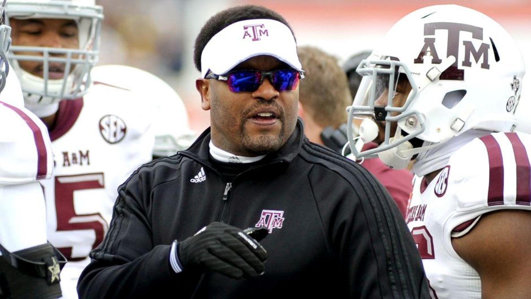 Dec 29, 2014; Memphis, TN, USA; Texas A&M Aggies head coach Kevin Sumlin during the game against the West Virginia Mountaineers in the 2014 Liberty Bowl at Liberty Bowl Memorial Stadium. Mandatory Credit: Justin Ford-USA TODAY Sports